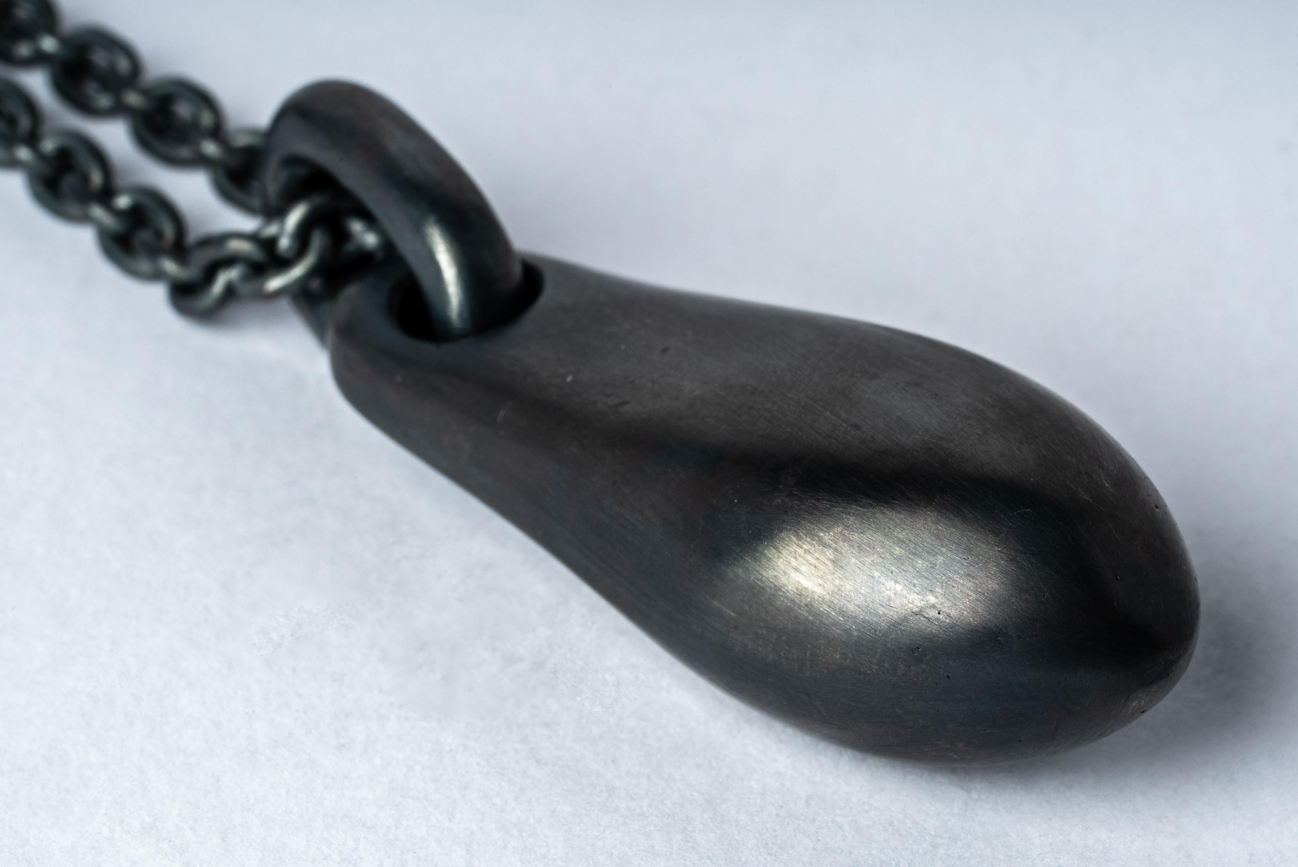 Pendant and chain made of oxidised sterling silver. This finish may fade over time, which can be considered an enhancement. Please note that Black Sterling tends to appear darker in photograph than in person.