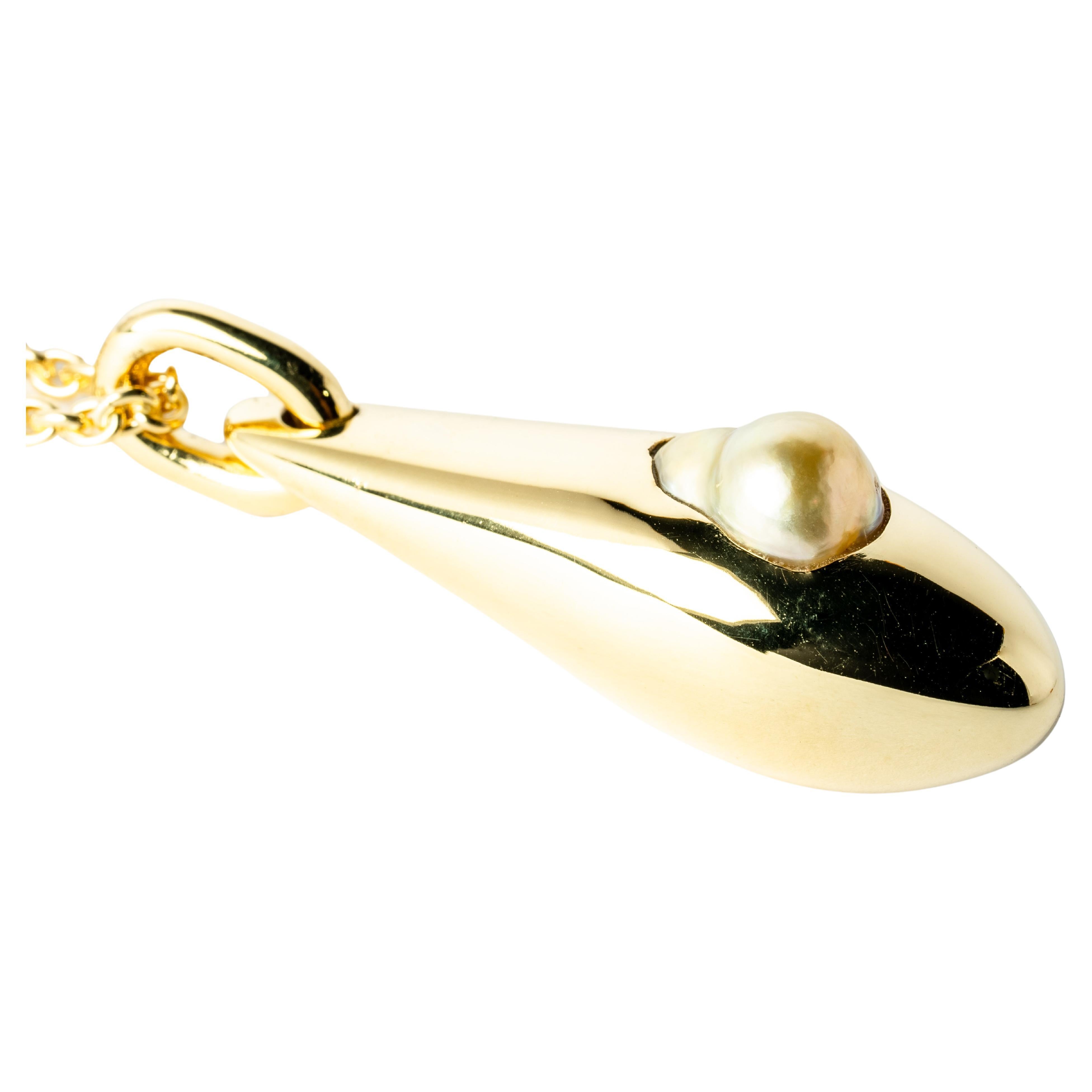 Chrysalis Necklace SPECIMEN (Cremaster Emergence, Golden Pearl, YG+YGA+GPRL) For Sale