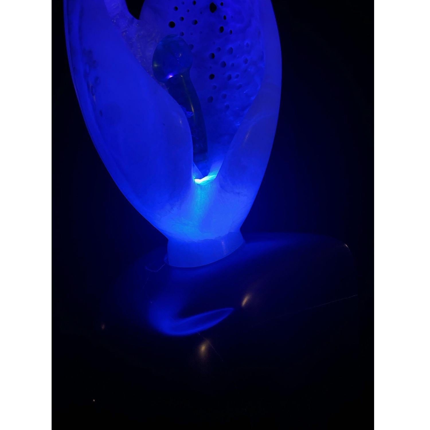 Chrysalis White Alabaster Ebony Soapstone UV Lighted Metaphysical Sculpture For Sale 5