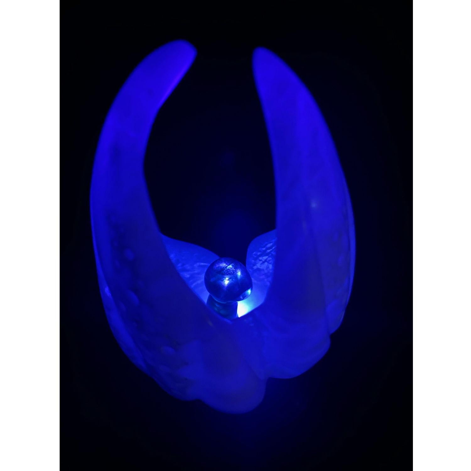 Chrysalis White Alabaster Ebony Soapstone UV Lighted Metaphysical Sculpture For Sale 8