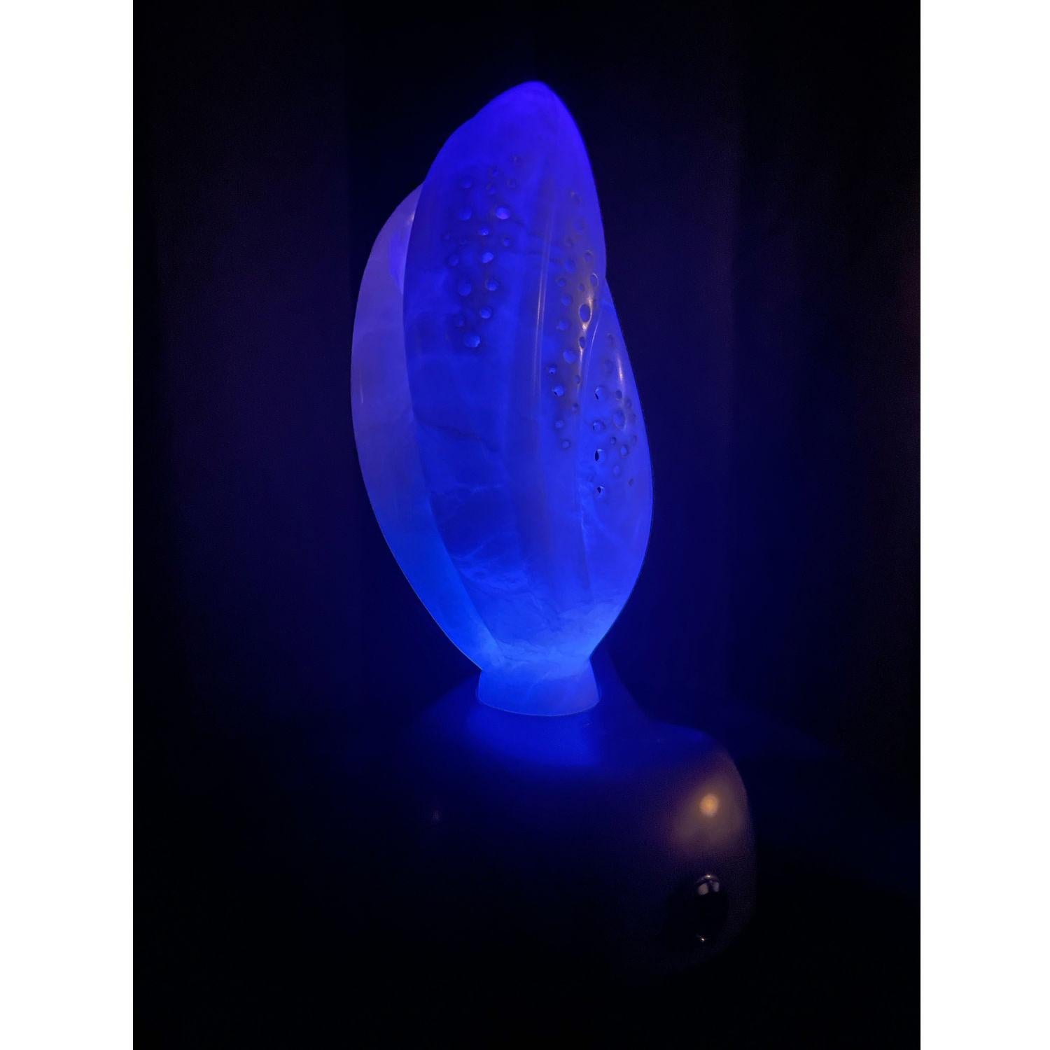 Chrysalis White Alabaster Ebony Soapstone UV Lighted Metaphysical Sculpture For Sale 12