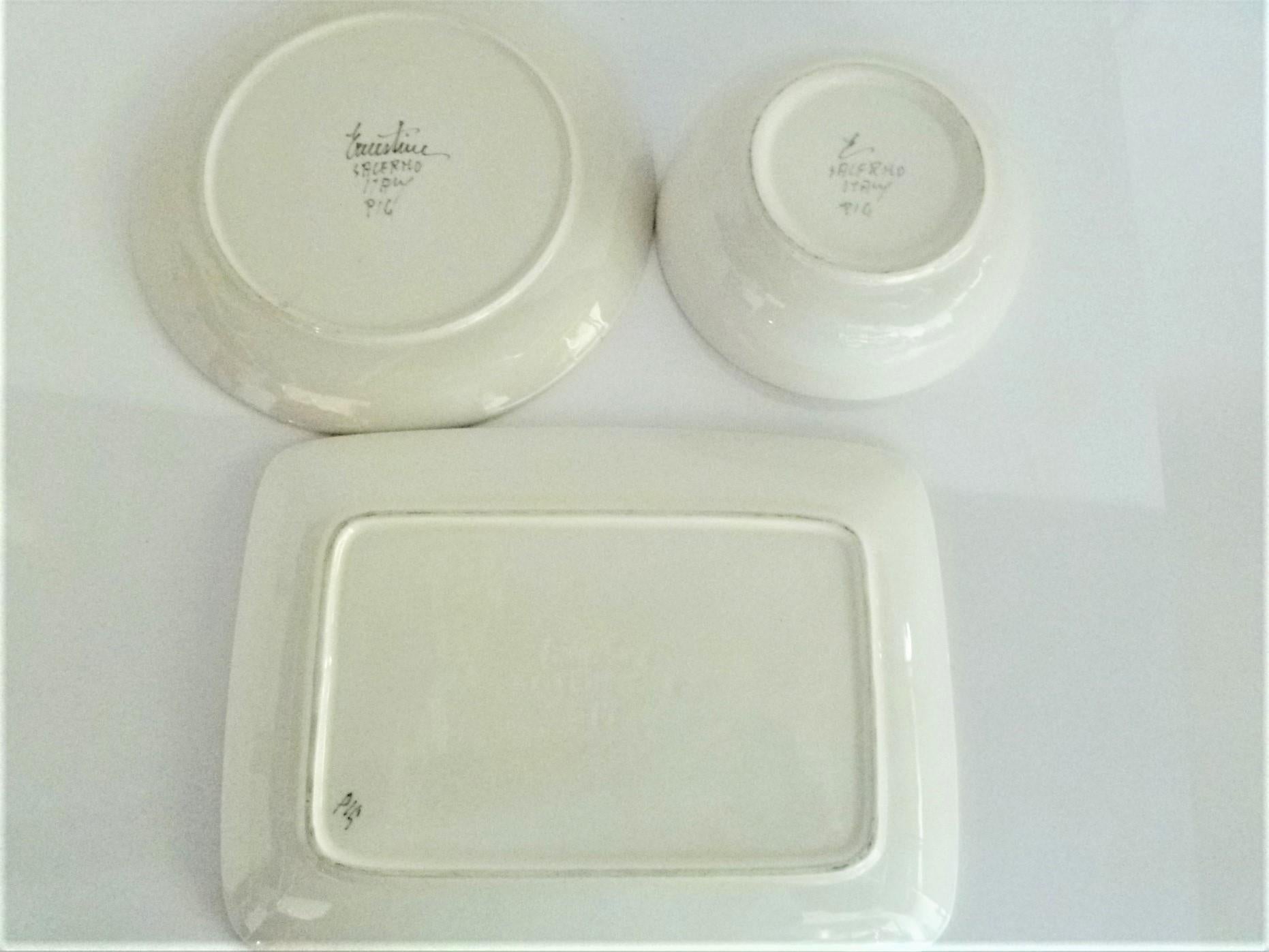 Mid-20th Century Chrysanthemum 5 Serving Dishes by Ernestine Ceramiche Salerno, Italy, 1960s