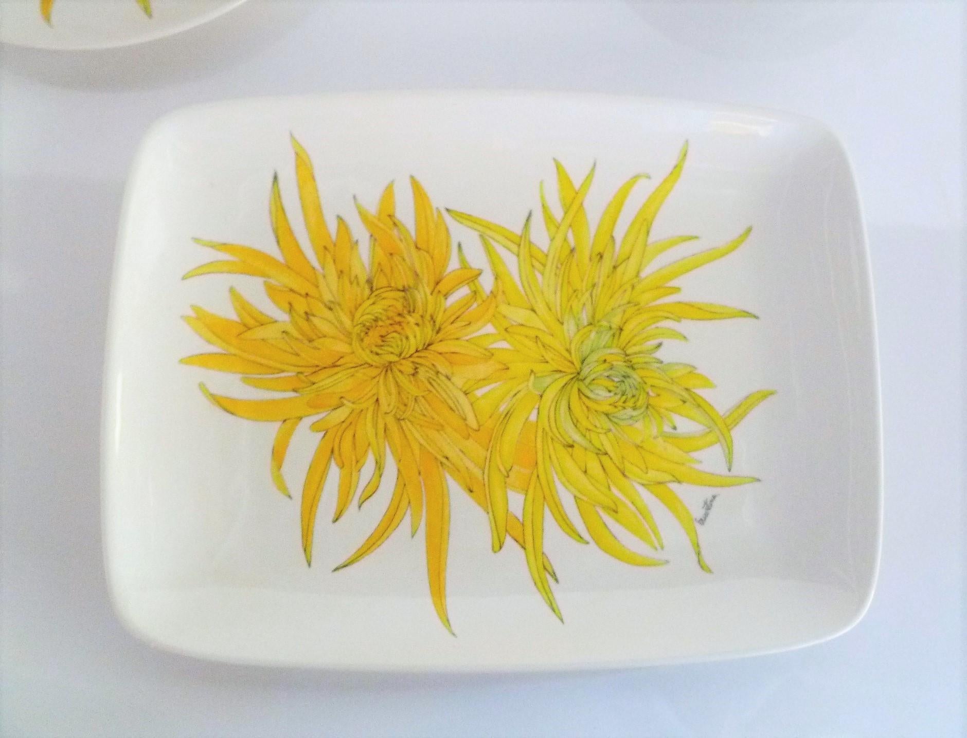 Chrysanthemum 5 Serving Dishes by Ernestine Ceramiche Salerno, Italy, 1960s 1