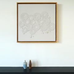 Chrysanthemum: A Piece of 3D Sculptural Cream Leather Wall Art