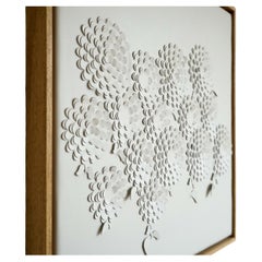 Chrysanthemum: A Piece of 3D Sculptural Cream Leather Wall Art