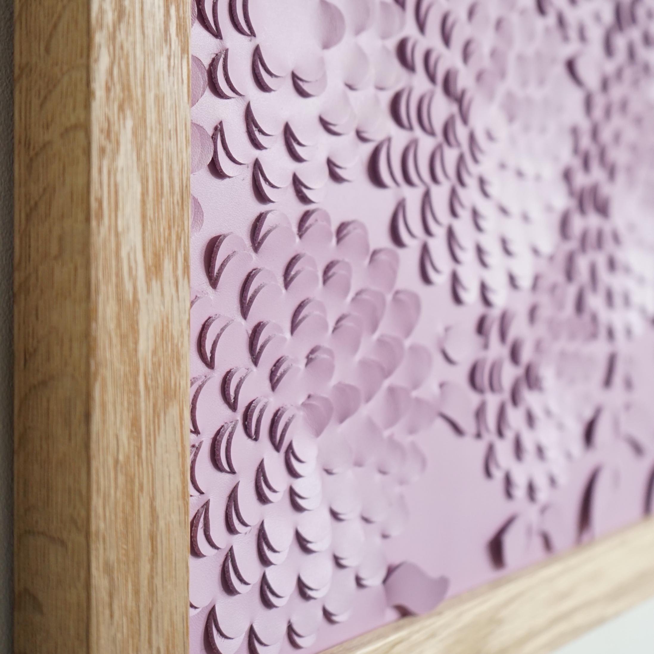 Other Chrysanthemum a Piece of 3D Sculptural Pink Leather Wall Art For Sale