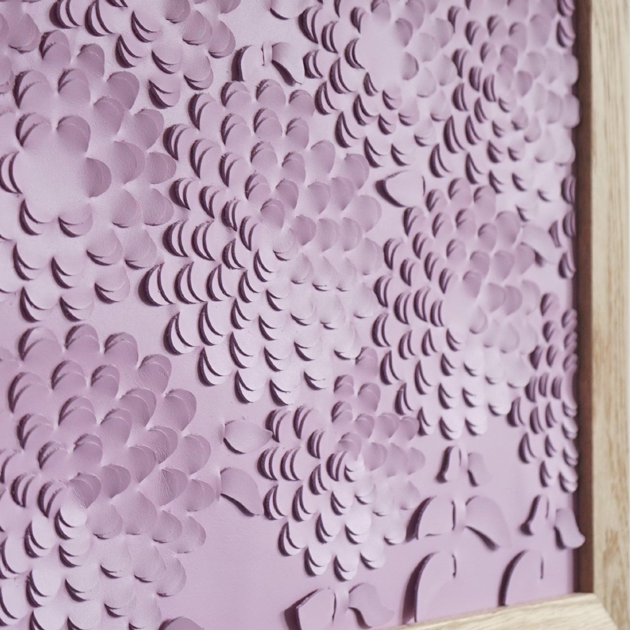 Chrysanthemum a Piece of 3D Sculptural Pink Leather Wall Art In New Condition For Sale In Margate, GB