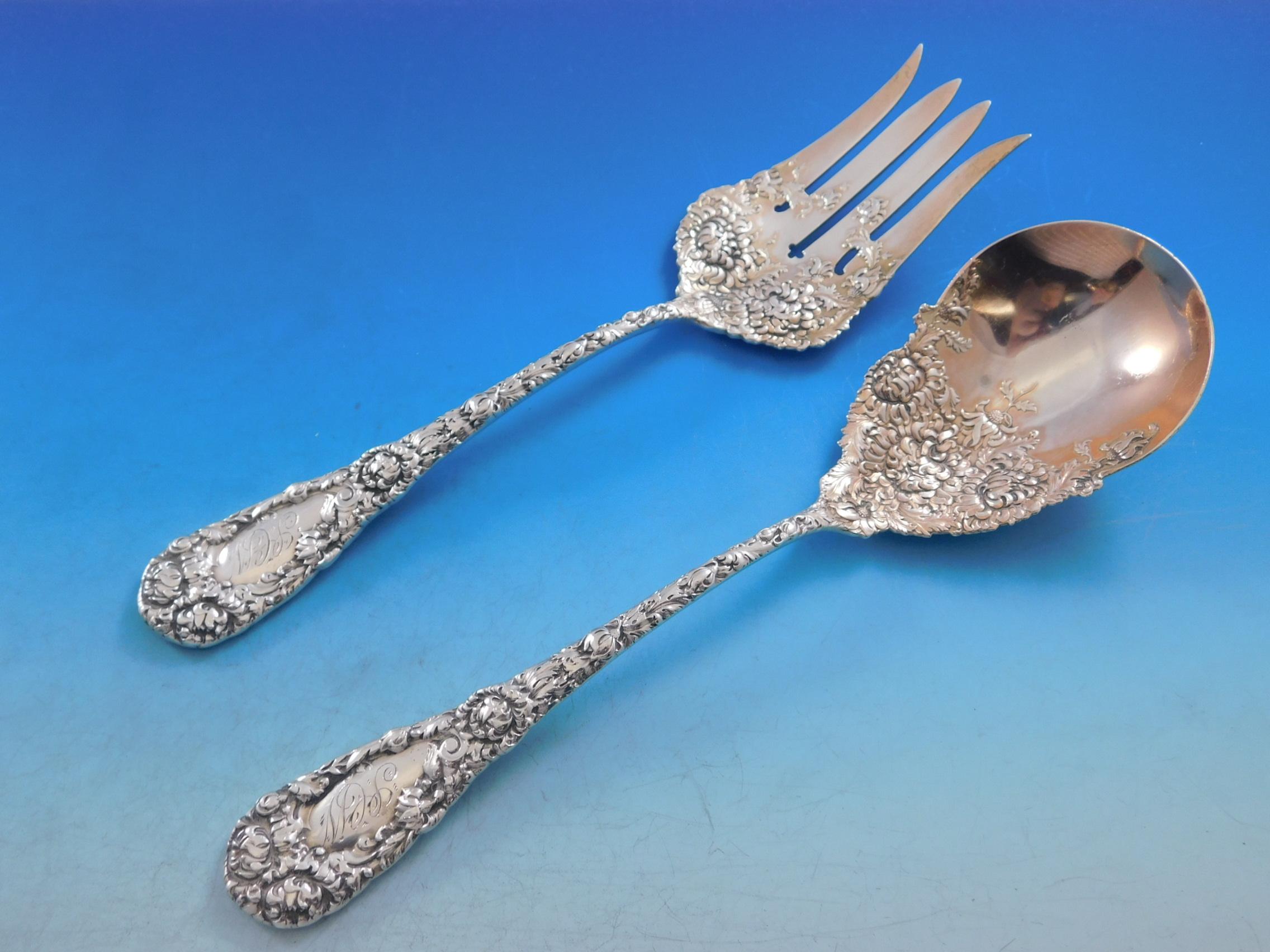 Service de couverts en argent sterling 126 pièces Chrysanthemum par Durgin en vente 7