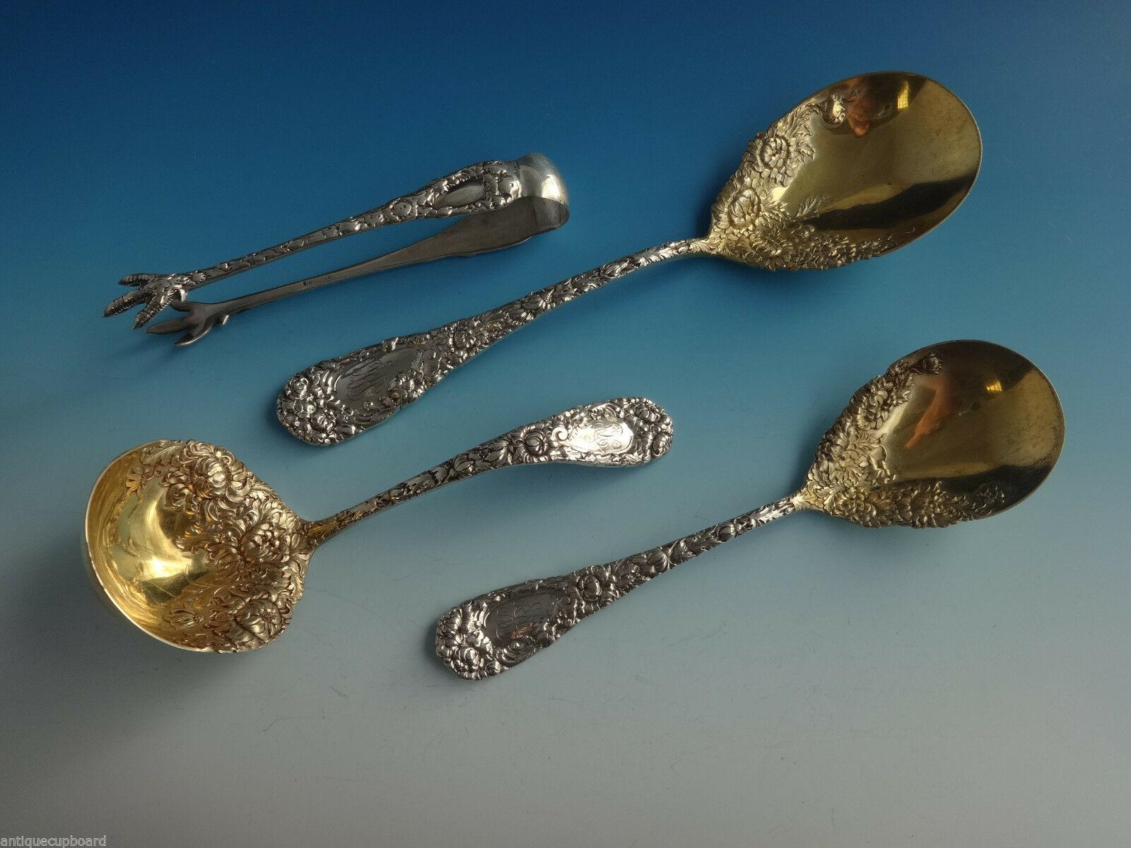 Chrysanthemum by Durgin Sterling Silver Flatware Set Service 300 Pieces Massive For Sale 4