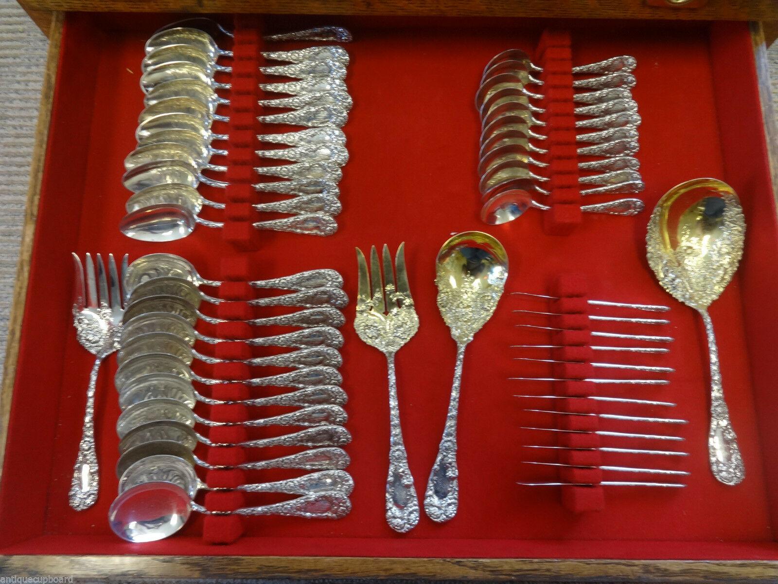 Chrysanthemum by Durgin Sterling Silver Flatware Set Service 300 Pieces Massive In Excellent Condition For Sale In Big Bend, WI