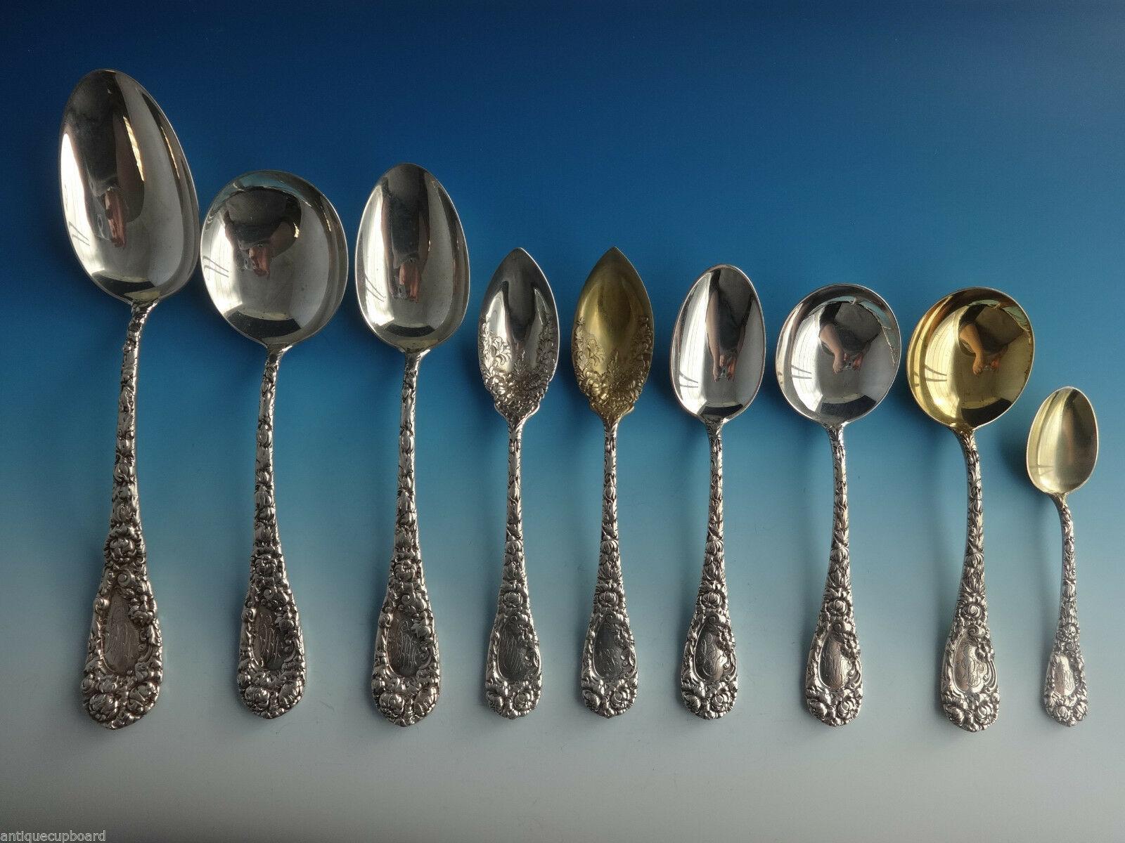Chrysanthemum by Durgin Sterling Silver Flatware Set Service 300 Pieces Massive For Sale 1
