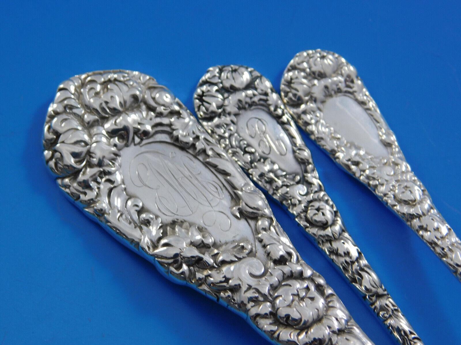 XIX secolo Set di posate in argento Sterling Chrysanthemum by Durgin Servizio 98 pezzi Cena in vendita