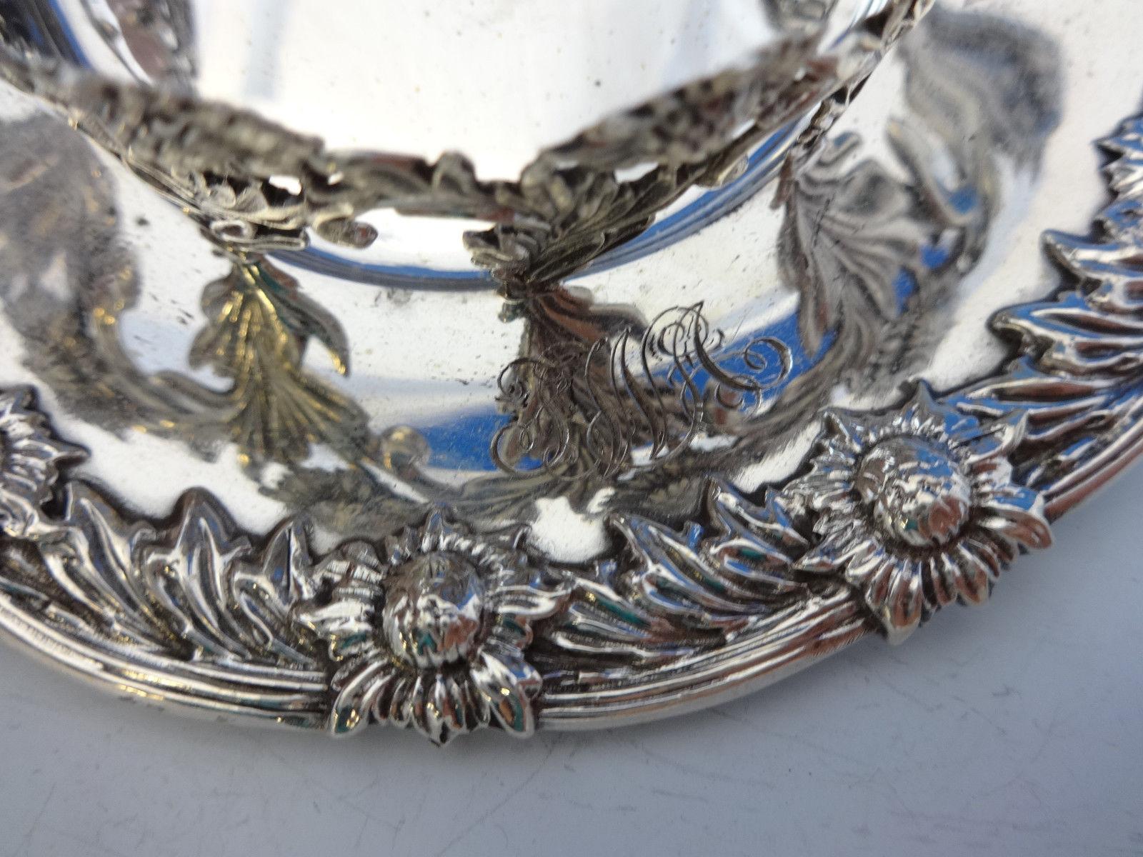 Chrysanthemum by Tiffany and Co Sterling Beverage Holder Glass & Coaster In Good Condition In Big Bend, WI