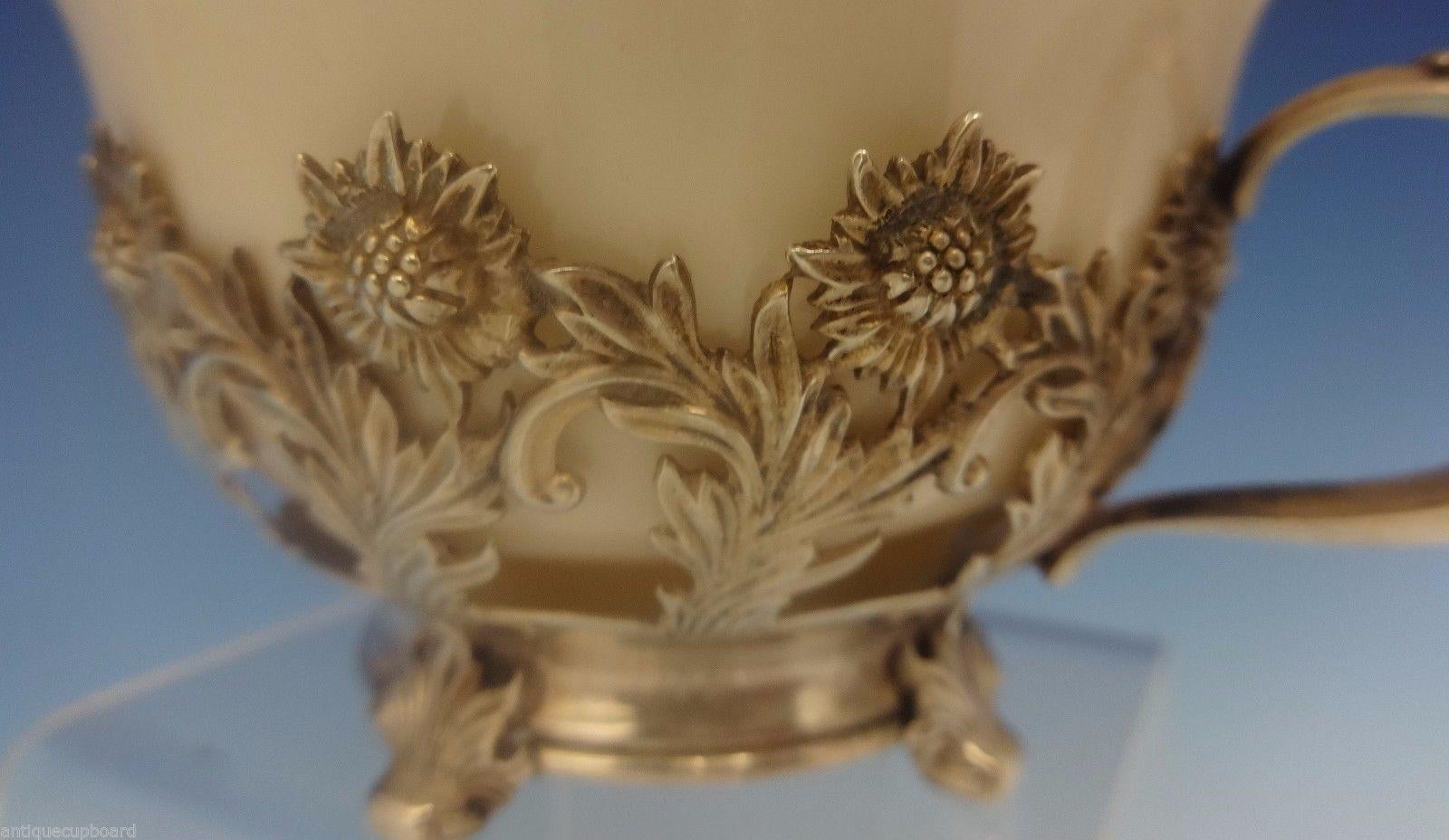 Chrysanthemum by Tiffany and Co Sterling Silver Bouillon Cup with Plain Liner In Excellent Condition In Big Bend, WI