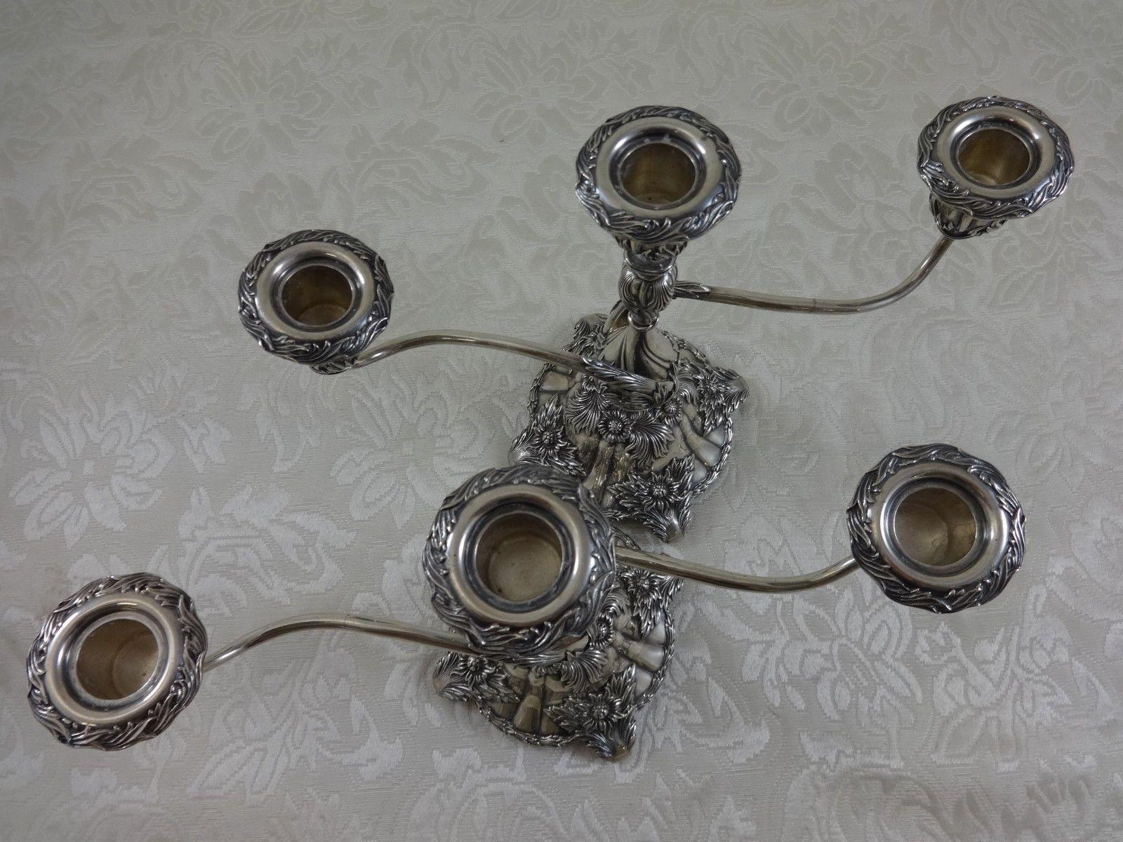 American Chrysanthemum by Tiffany & Co. Sterling Silver Candelabra Pair, 3-Light For Sale