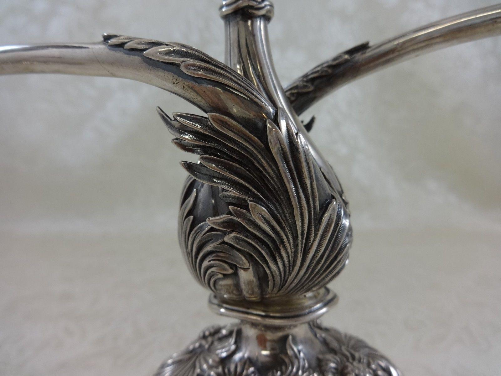 20th Century Chrysanthemum by Tiffany & Co. Sterling Silver Candelabra Pair, 3-Light For Sale