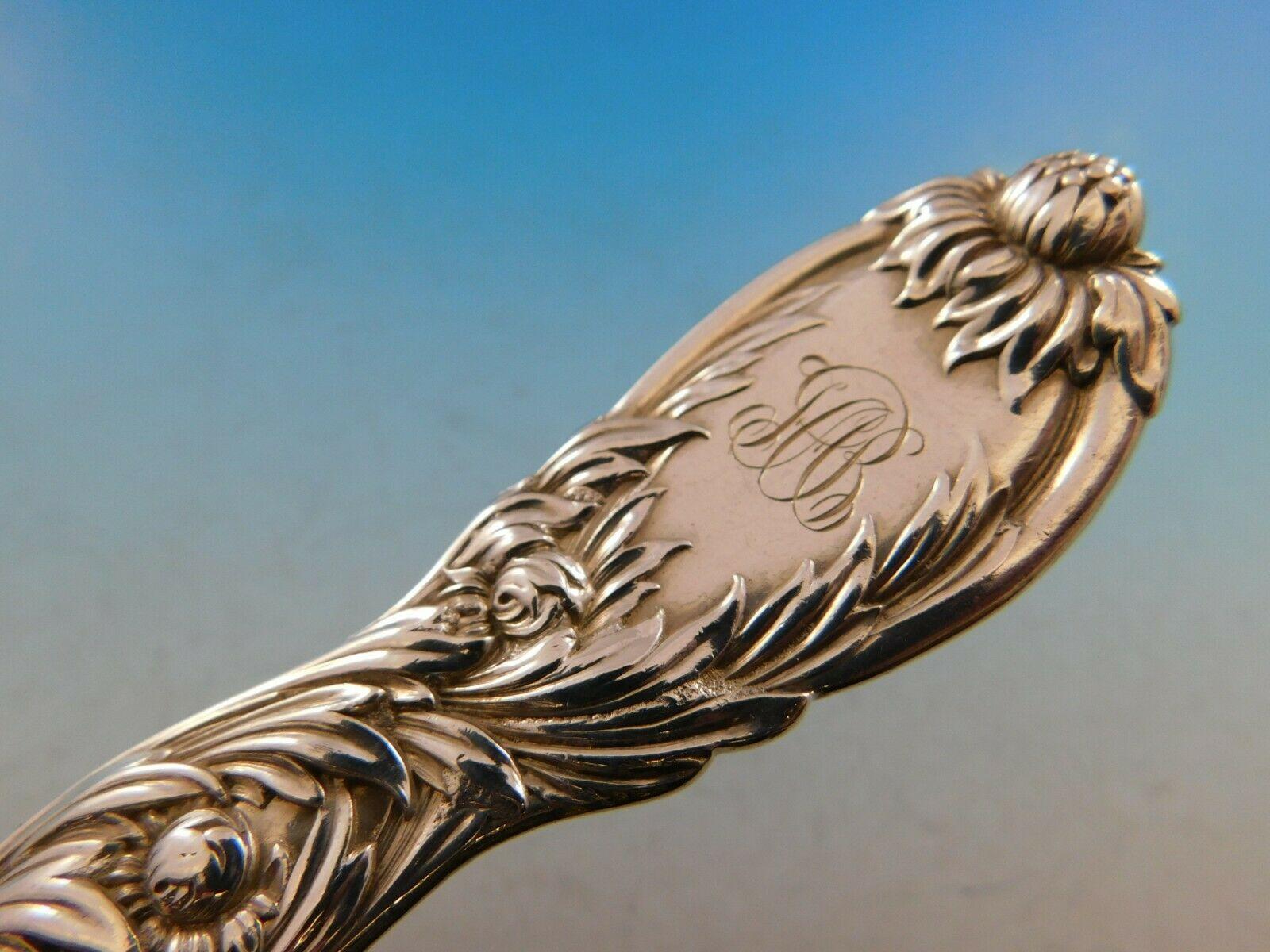 Chrysanthemum by Tiffany & Co. Sterling Silver Fish Serving Fork Wide Squat In Excellent Condition In Big Bend, WI