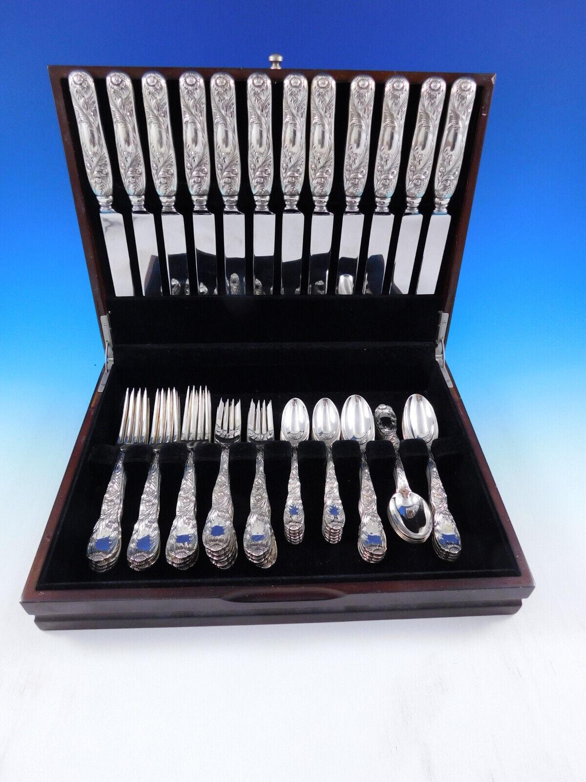 Chrysantheme von Tiffany & Co Sterlingsilber-Besteck-Set 12 Service 60 Teile Abendessen 4