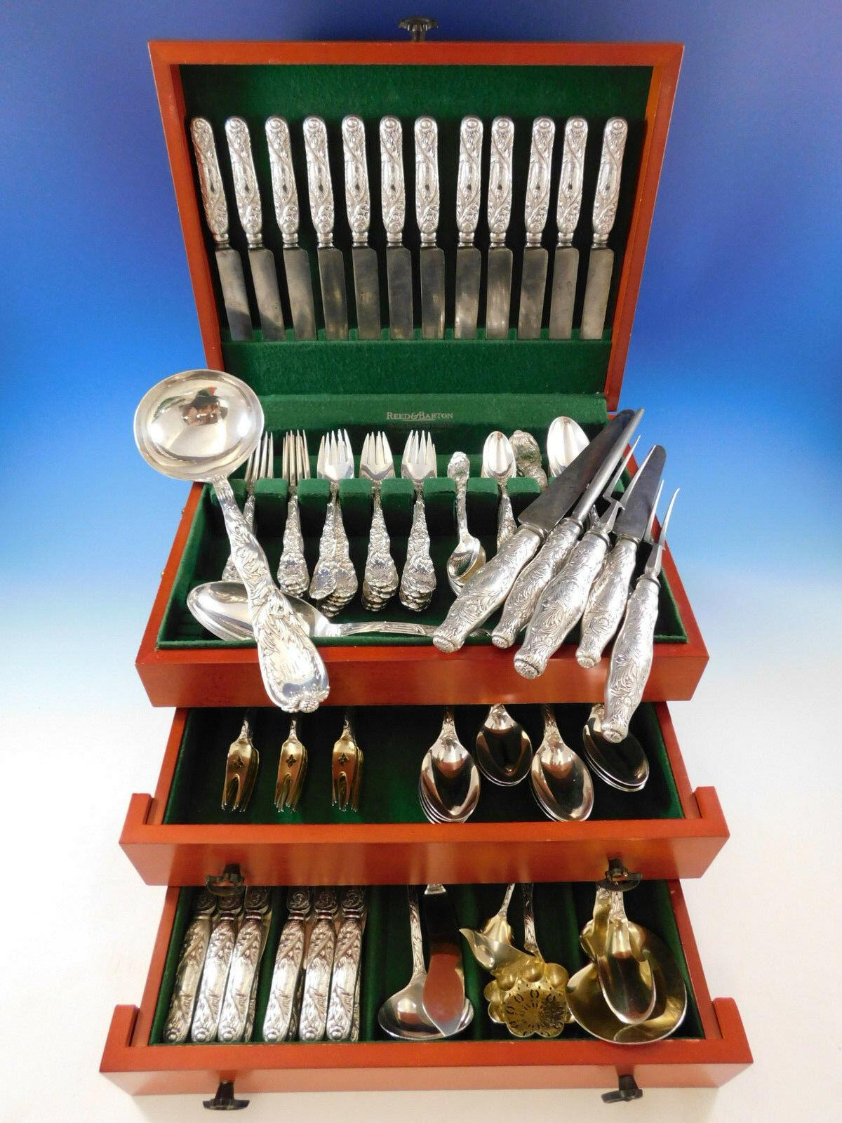 Superb Chrysanthemum by Tiffany & Co. sterling silver flatware set - 115 pieces. This set includes:

12 knives, 9 1/4