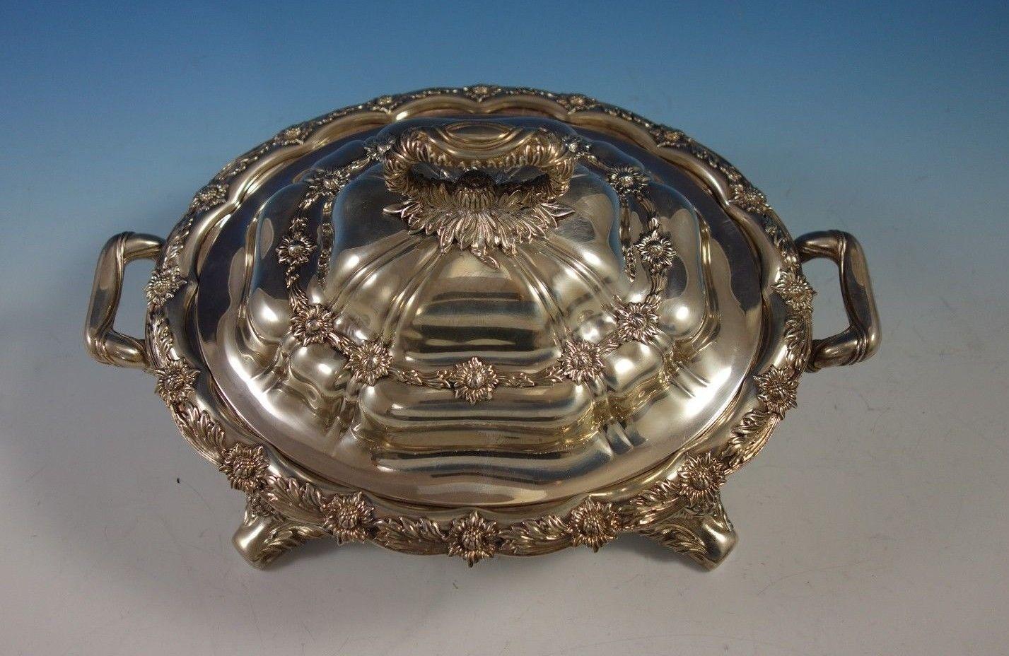 American Chrysanthemum by Tiffany & Co. Sterling Silver Vegetable Dish Covered For Sale