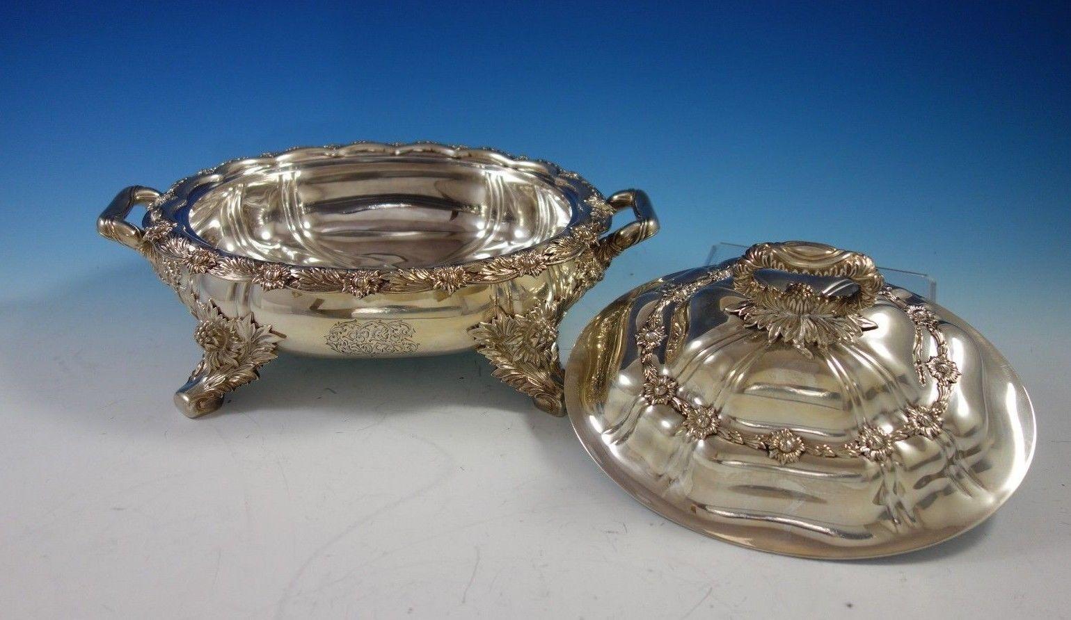 Chrysanthemum by Tiffany & Co. Sterling Silver Vegetable Dish Covered In Excellent Condition For Sale In Big Bend, WI