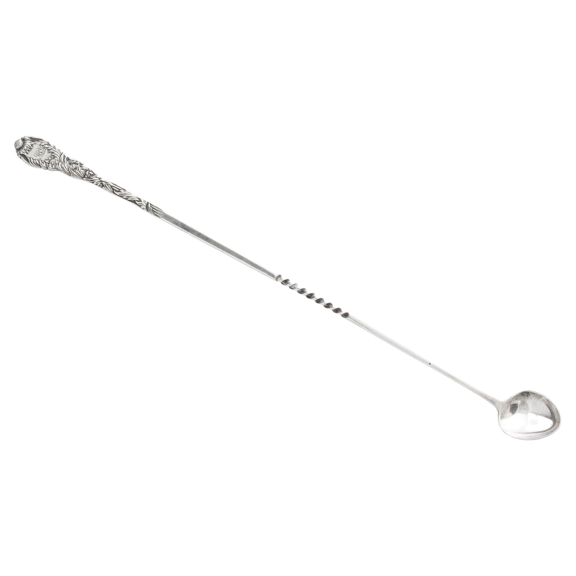 Chrysanthemum by Tiffany Sterling Silver Claret Ladle Twist Handle For Sale