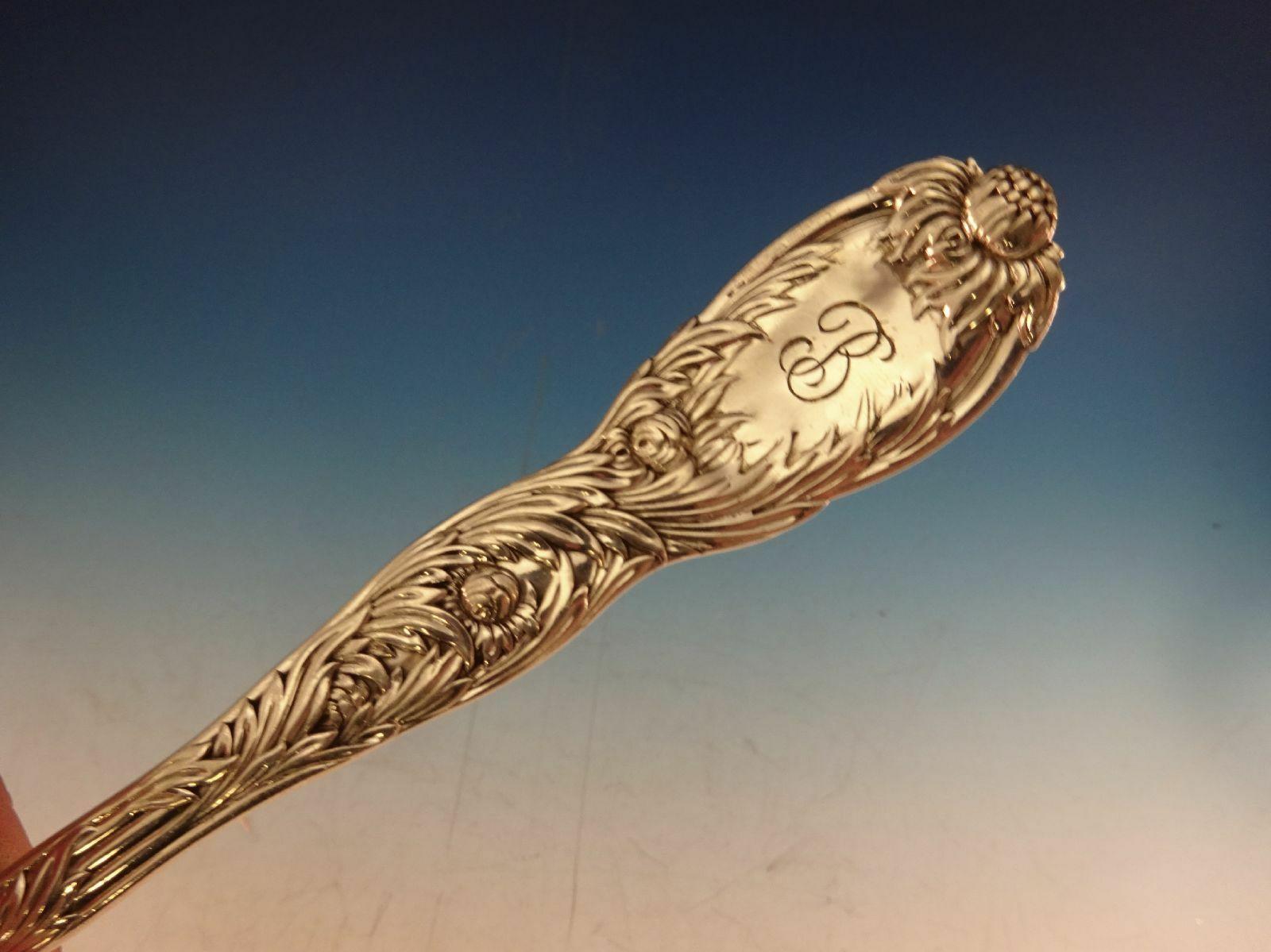 Chrysanthemum by Tiffany Sterling Silver Cracker Scoop Gold Washed In Excellent Condition In Big Bend, WI