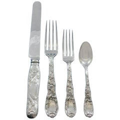 Vintage Chrysanthemum by Tiffany Sterling Silver Flatware Set 12 Service 49 Pcs Dinner