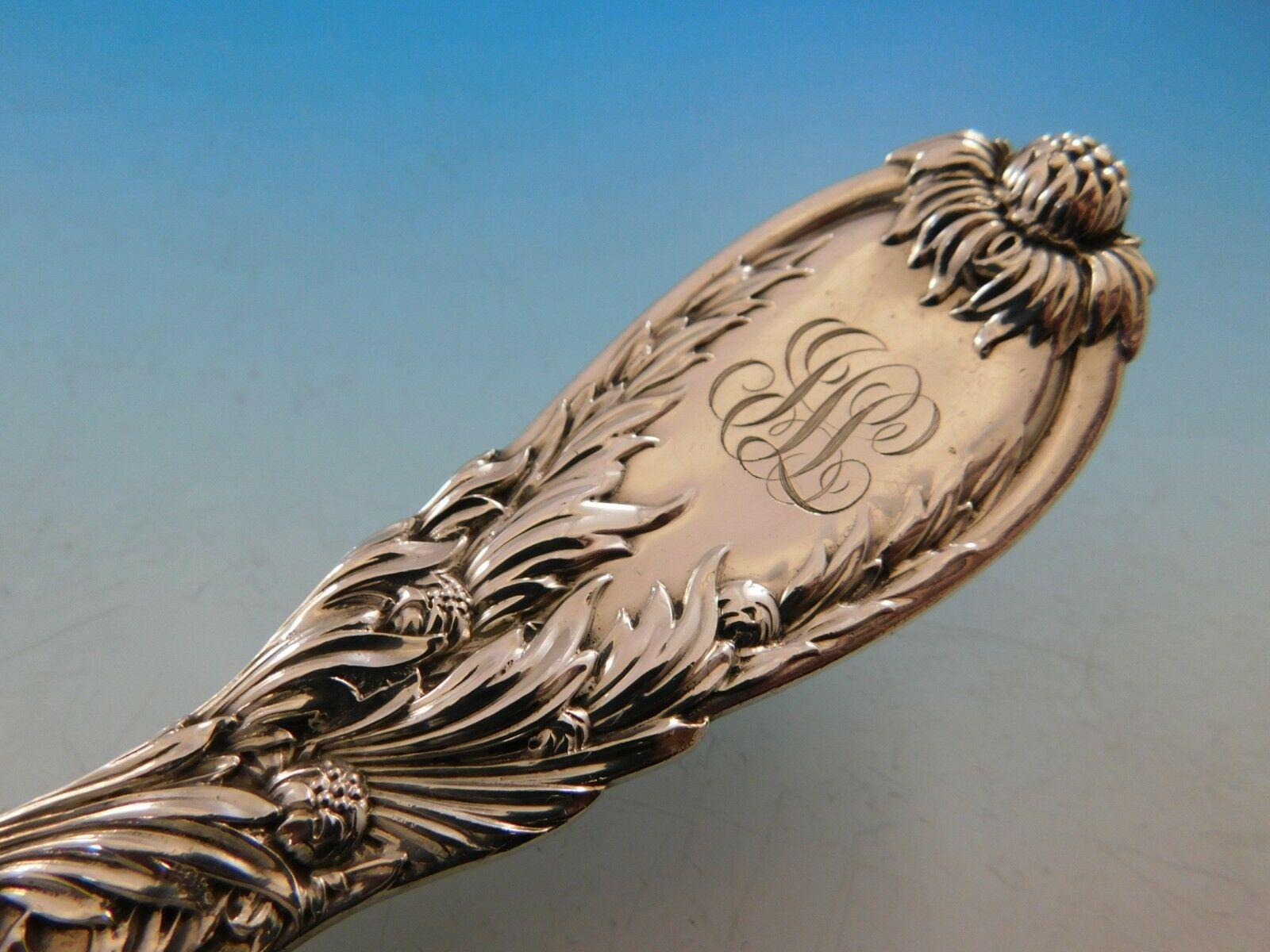 Chrysanthemum by Tiffany Sterling Silver Stuffing Spoon with Button In Excellent Condition In Big Bend, WI