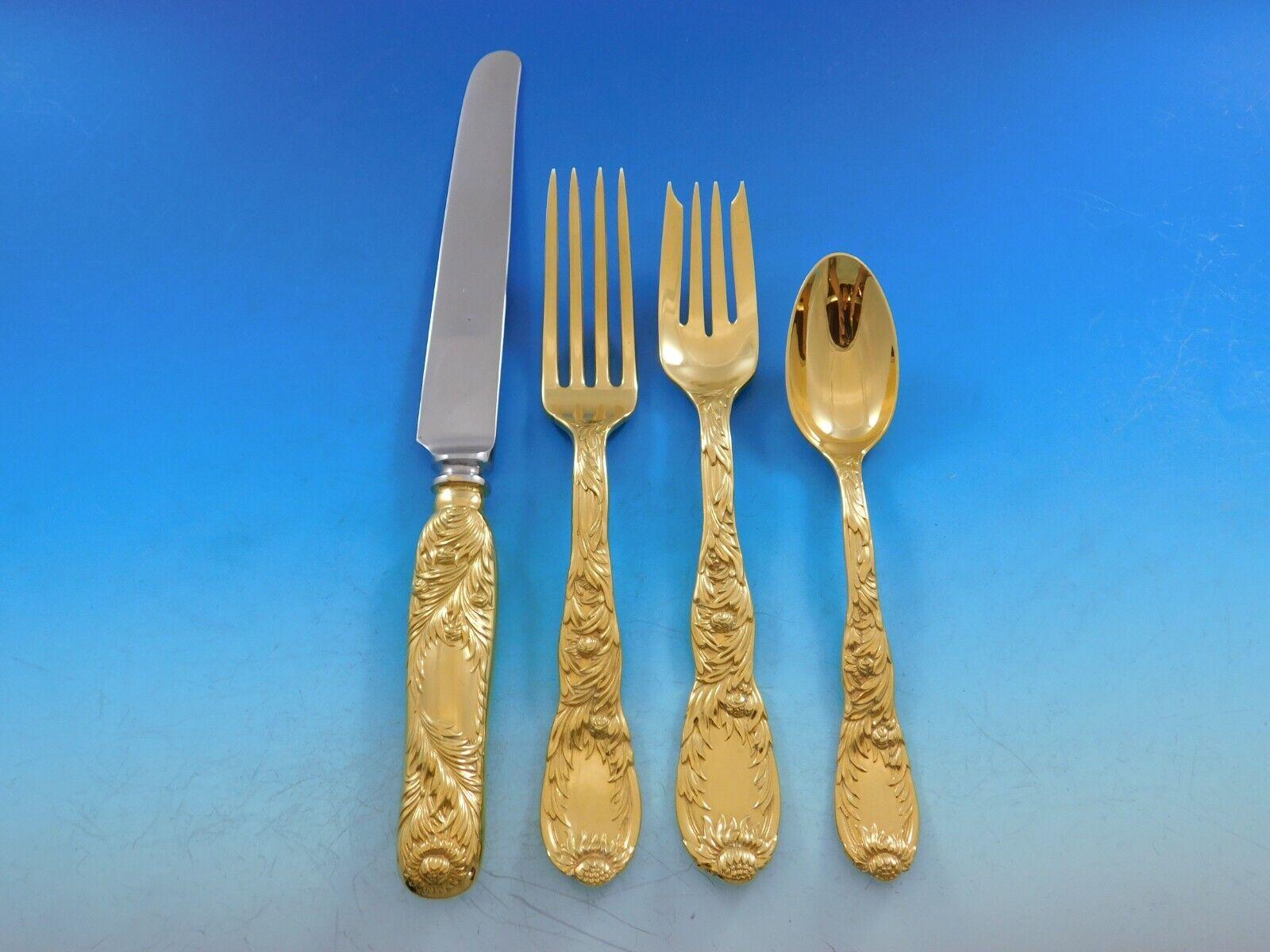 Chrysanthemum Gold by Tiffany Sterling Silver Flatware Set Service 69 Pcs Dinner 5