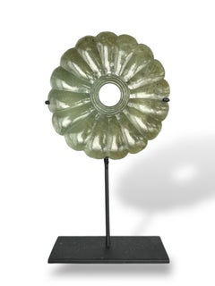 Chrysanthemum-Shaped Carved Jade Tea Cup Stand