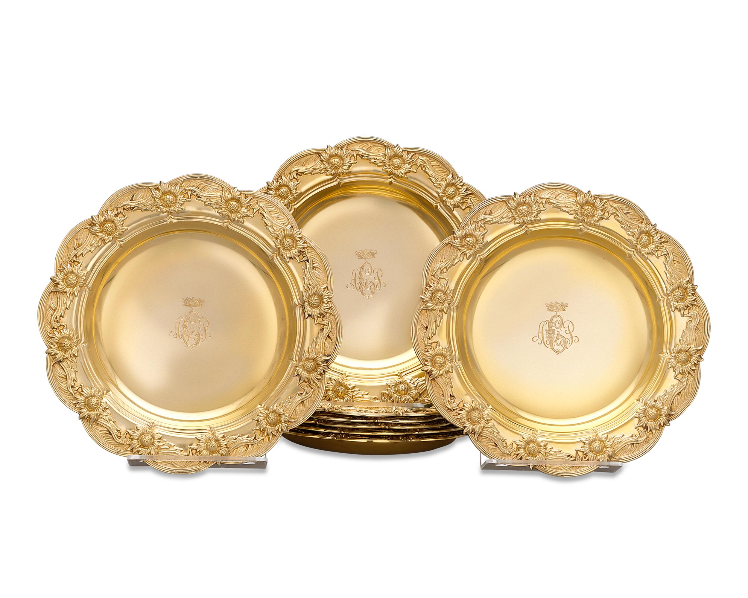 Cuencos dorados de plata Crisantemo de Tiffany & Co. Estadounidense en venta
