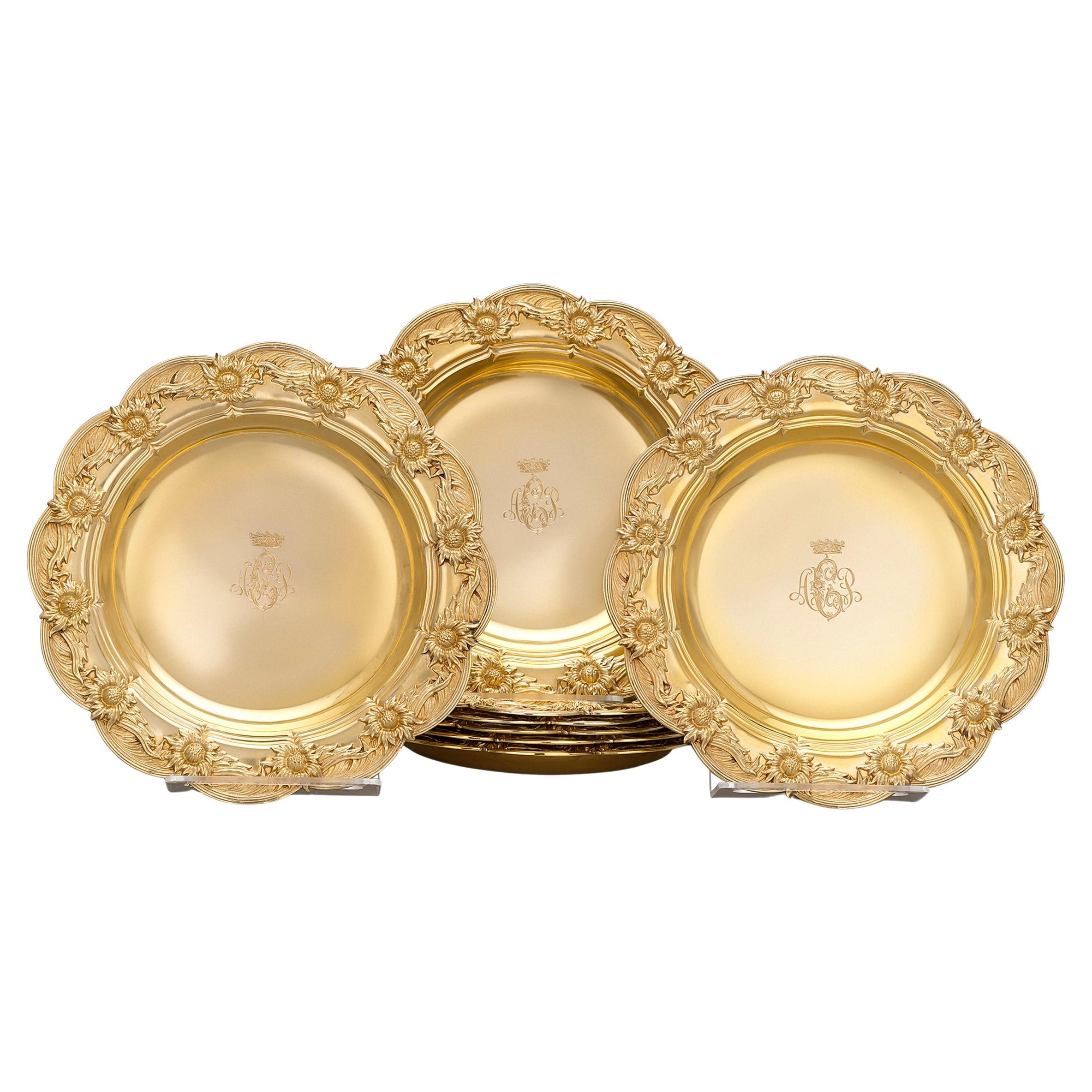 Chrysanthemum Silver Gilt Bowls by Tiffany & Co.
