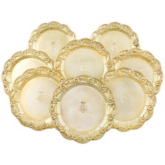 Antique Chrysanthemum Silver-Gilt Dinner Plates by Tiffany & Co.
