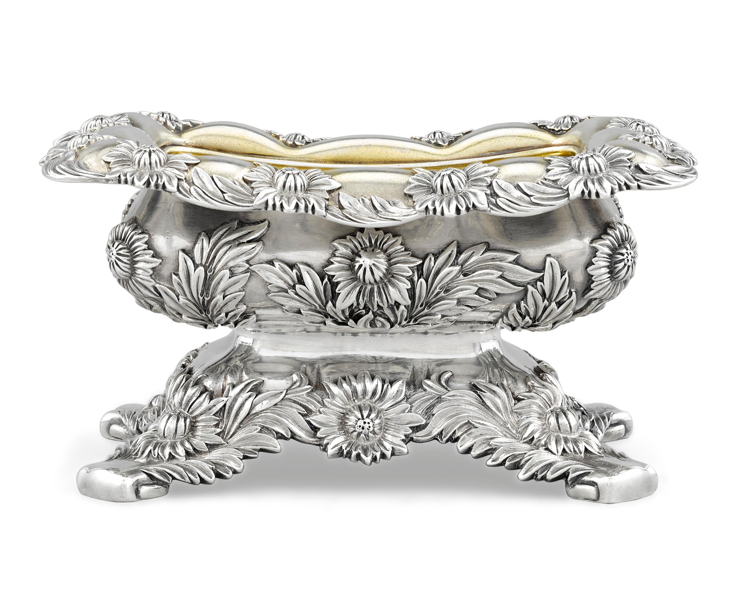 Art Nouveau Chrysanthemum Silver Master Salts by Tiffany & Co.