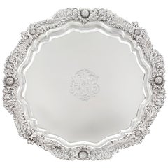 Chrysanthemum Sterling Silver Round Tray by Tiffany & Co.