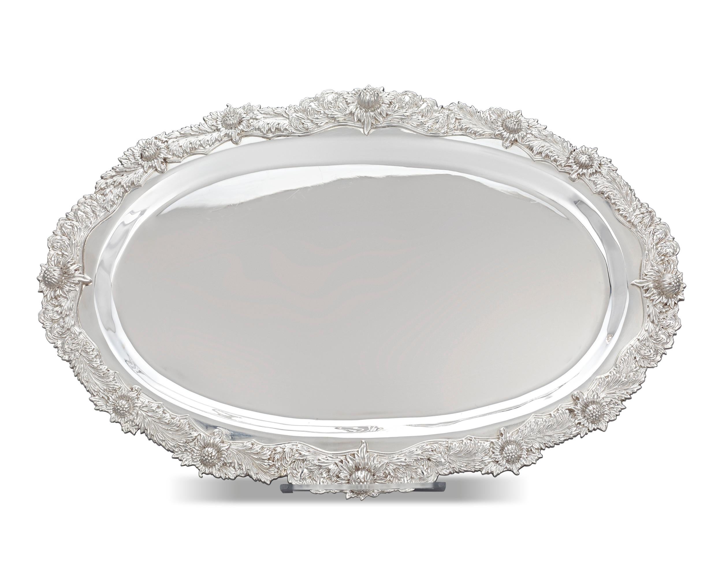 American Chrysanthemum Sterling Silver Serving Tray by Tiffany & Co.