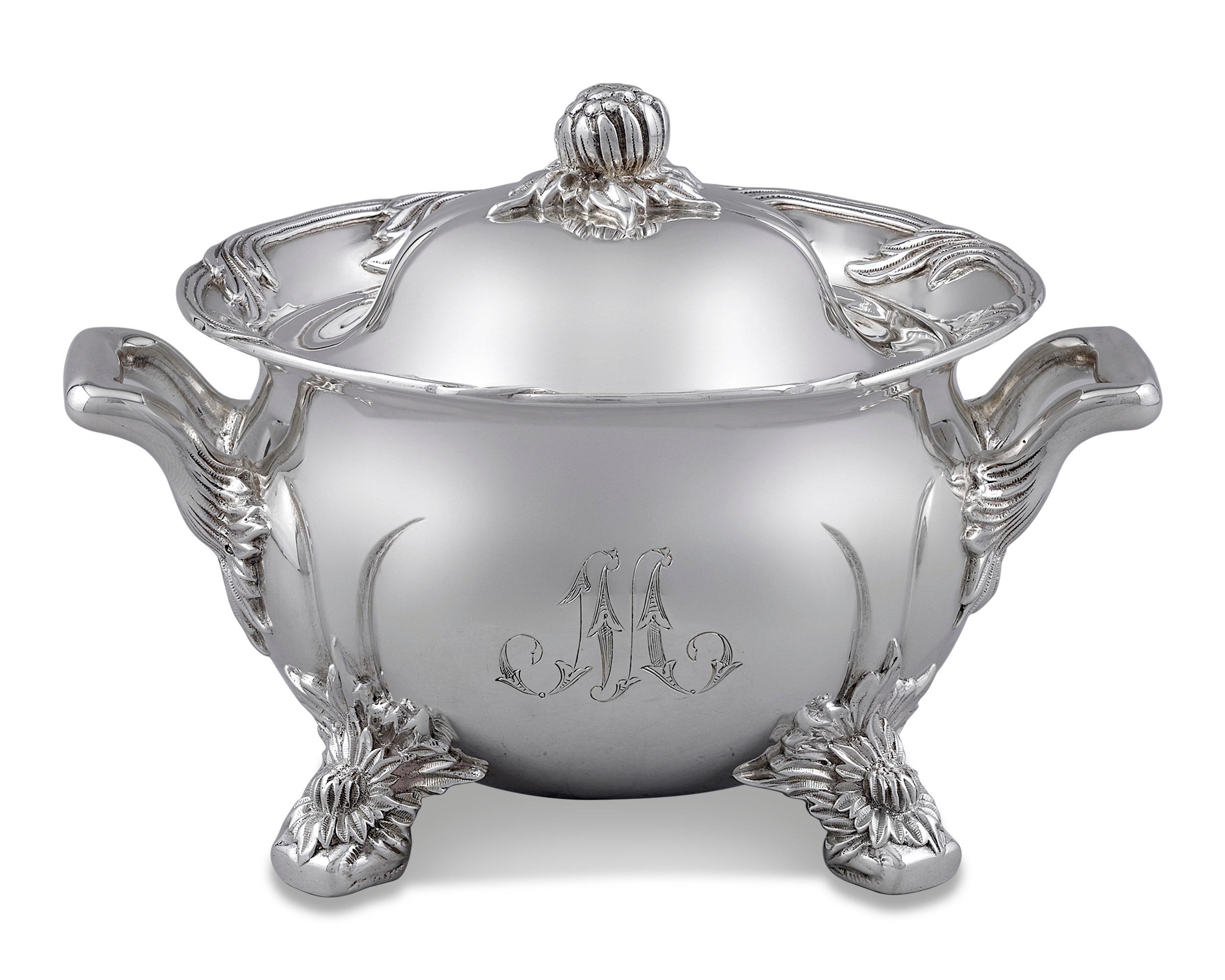 Art Nouveau Chrysanthemum Sterling Silver Tea Set by Tiffany & Co.