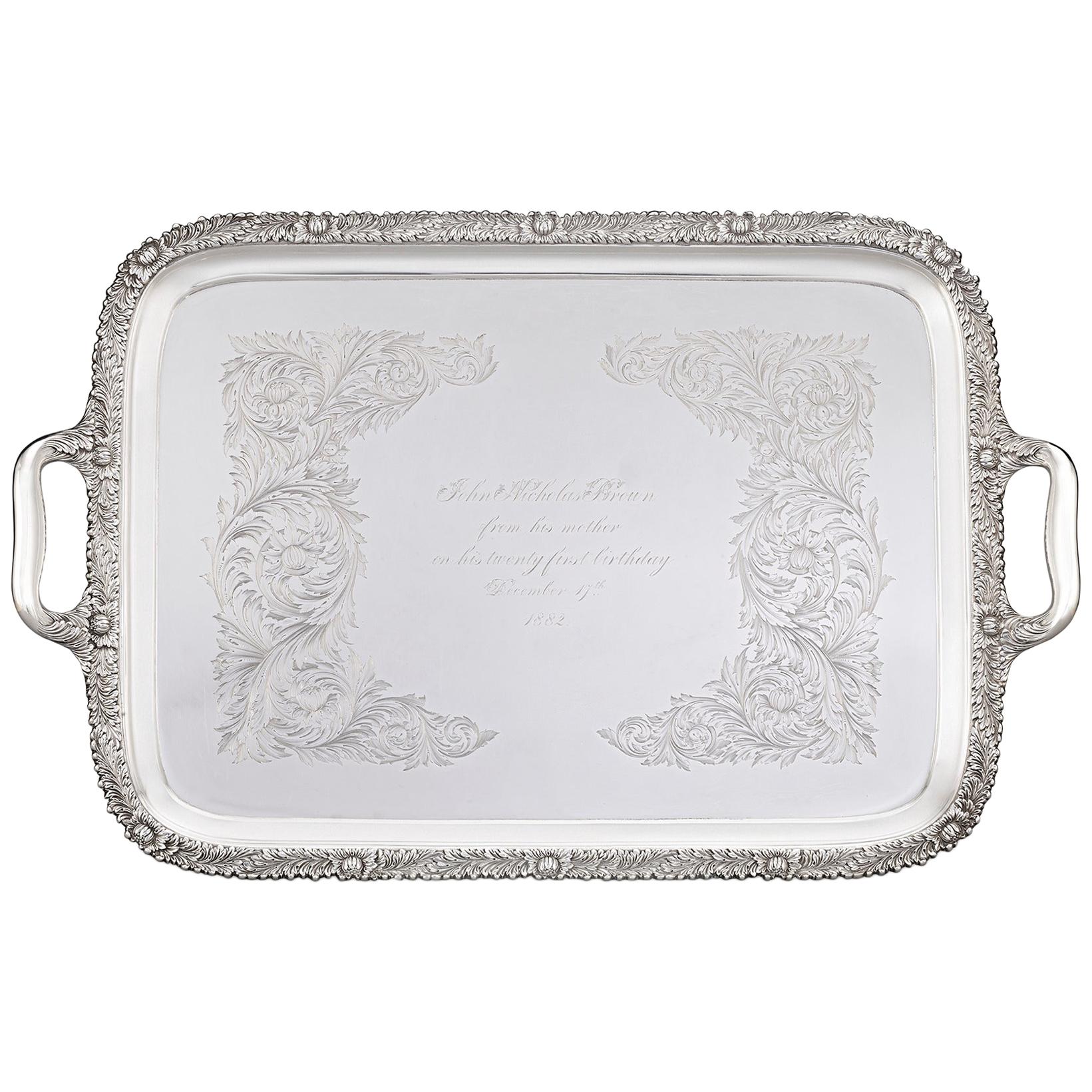 Chrysanthemum Sterling Silver Tea Tray by Tiffany & Co.