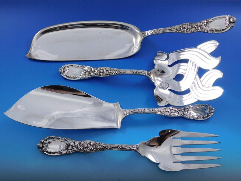 Chrysanthemum Tiffany Sterling Silver Flatware Set Service 255 pcs