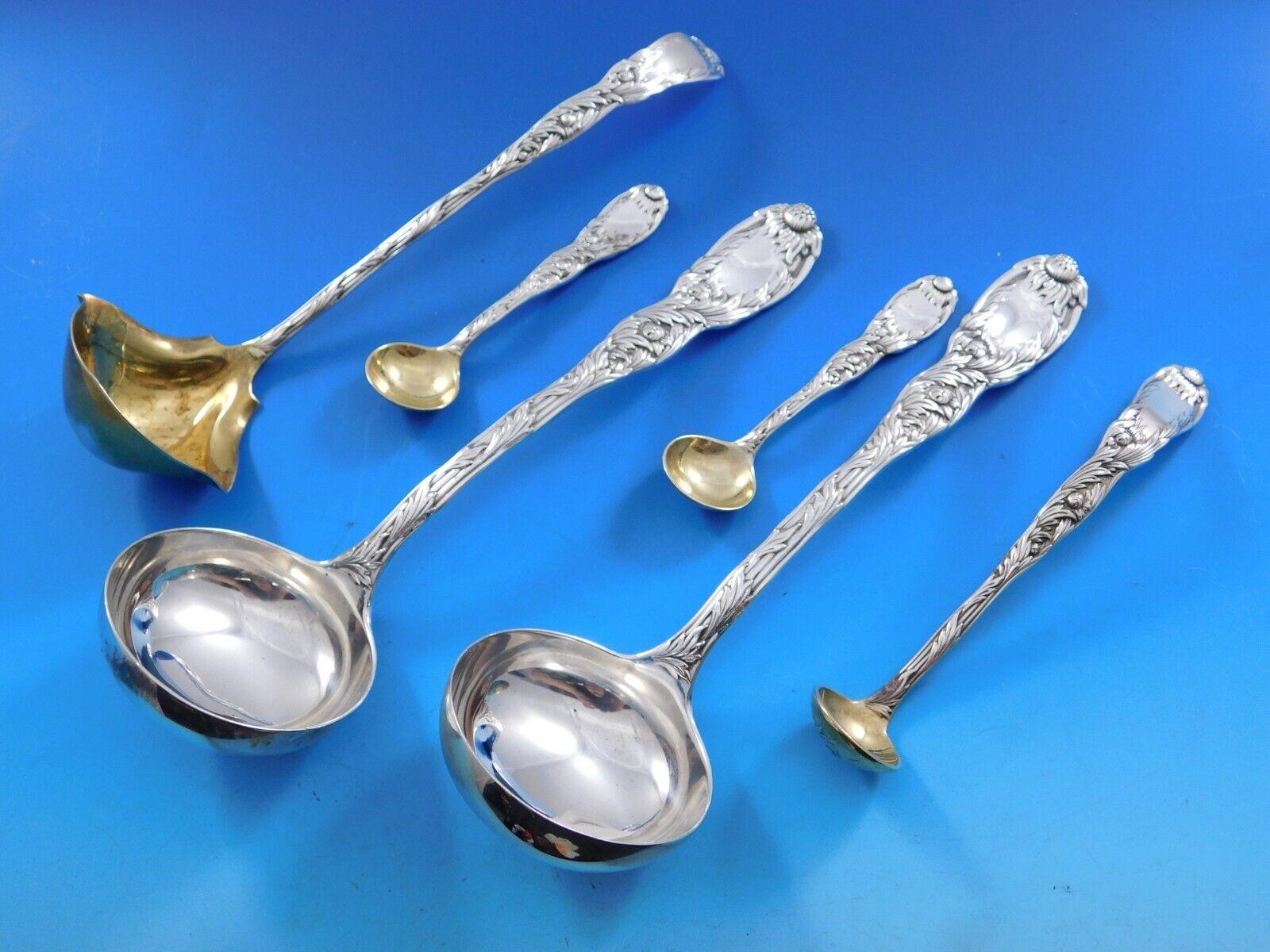 Chrysanthemum Tiffany Sterling Silver Flatware Set Service 255 pcs Fitted Chest For Sale 12