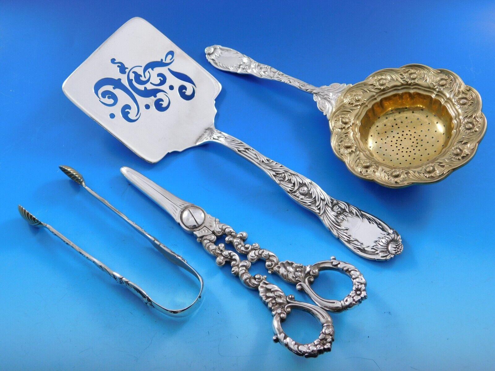 Chrysanthemum Tiffany Sterling Silver Flatware Set Service 255 pcs Fitted Chest For Sale 13