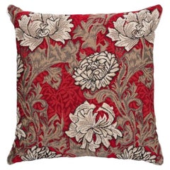 Chrysanthemums Red Cushion with Feather Filler - (13"x13")