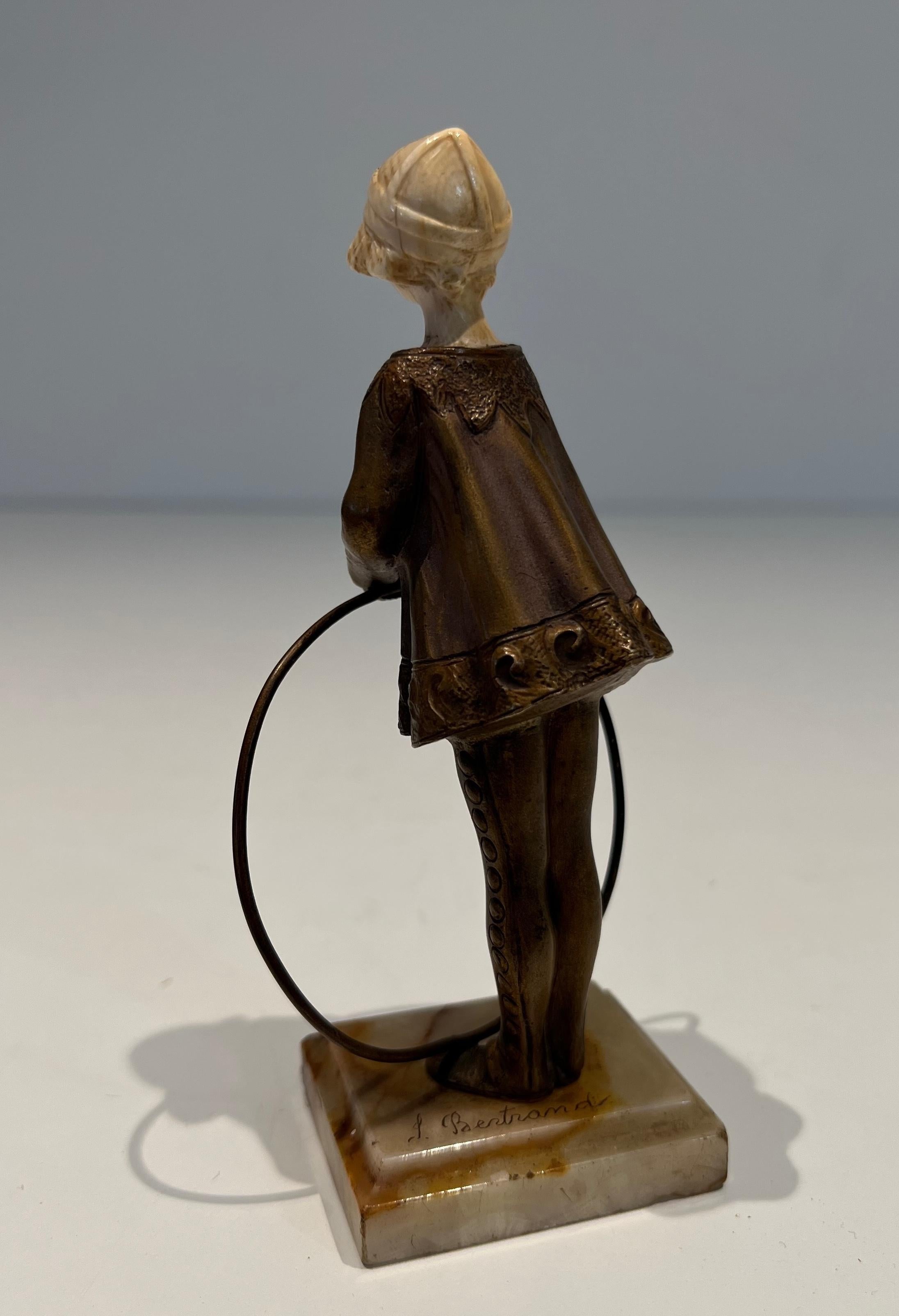 Chryselephantine Representing a Young Girl with a Hoop Signed Bertrand on For Sale 4