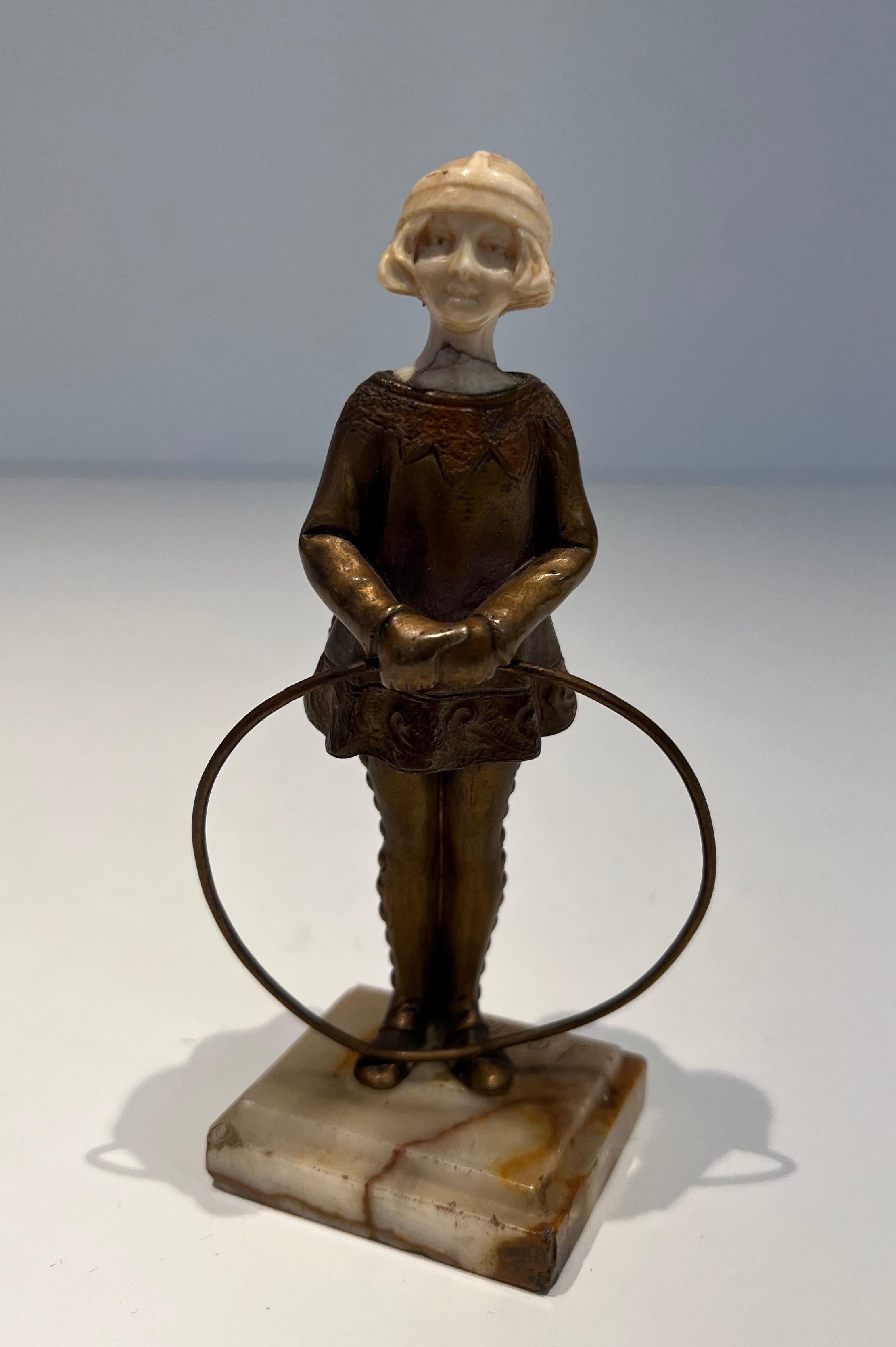 Chryselephantine Representing a Young Girl with a Hoop Signed Bertrand on For Sale 6