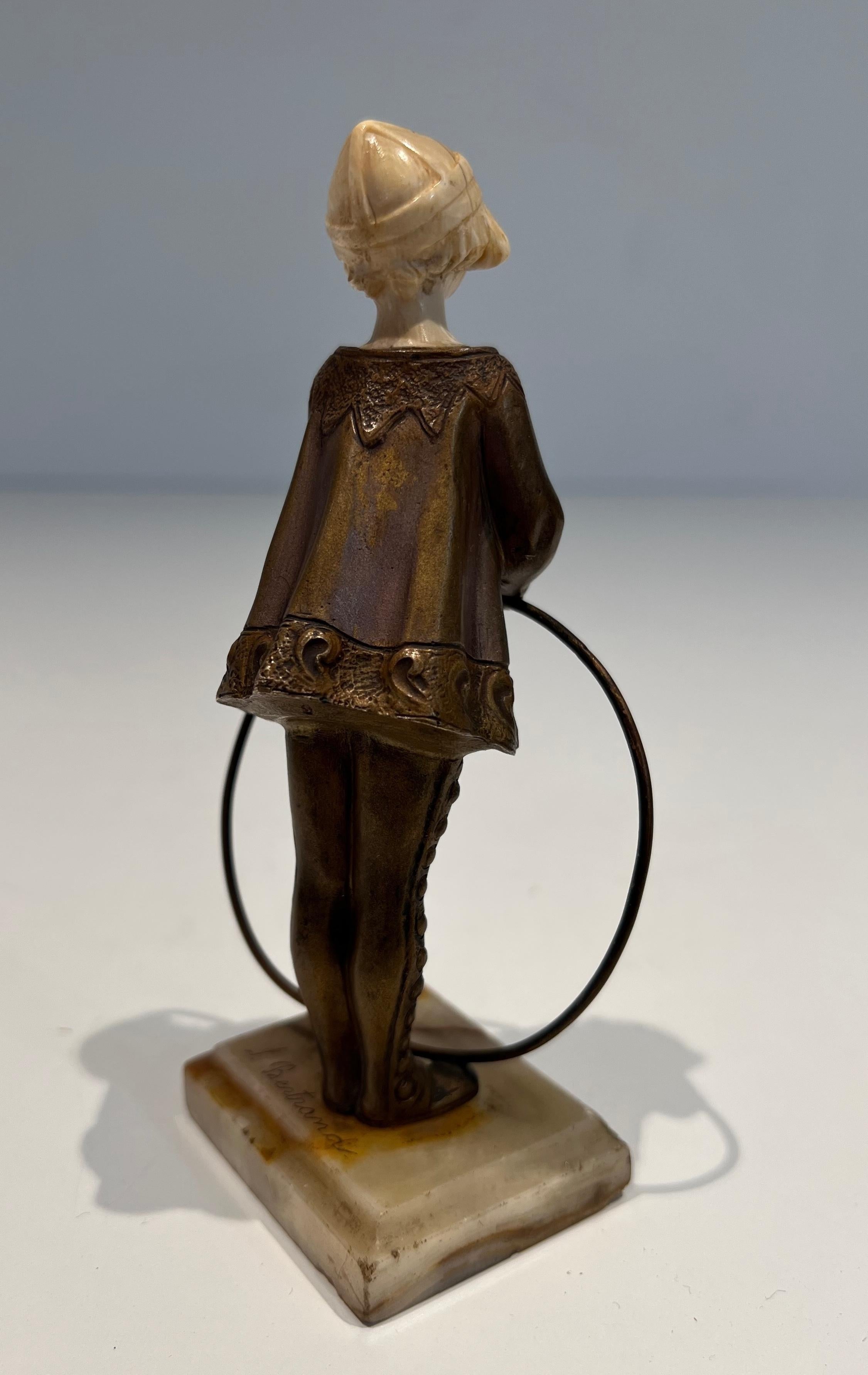 Chryselephantine Representing a Young Girl with a Hoop Signed Bertrand on For Sale 7