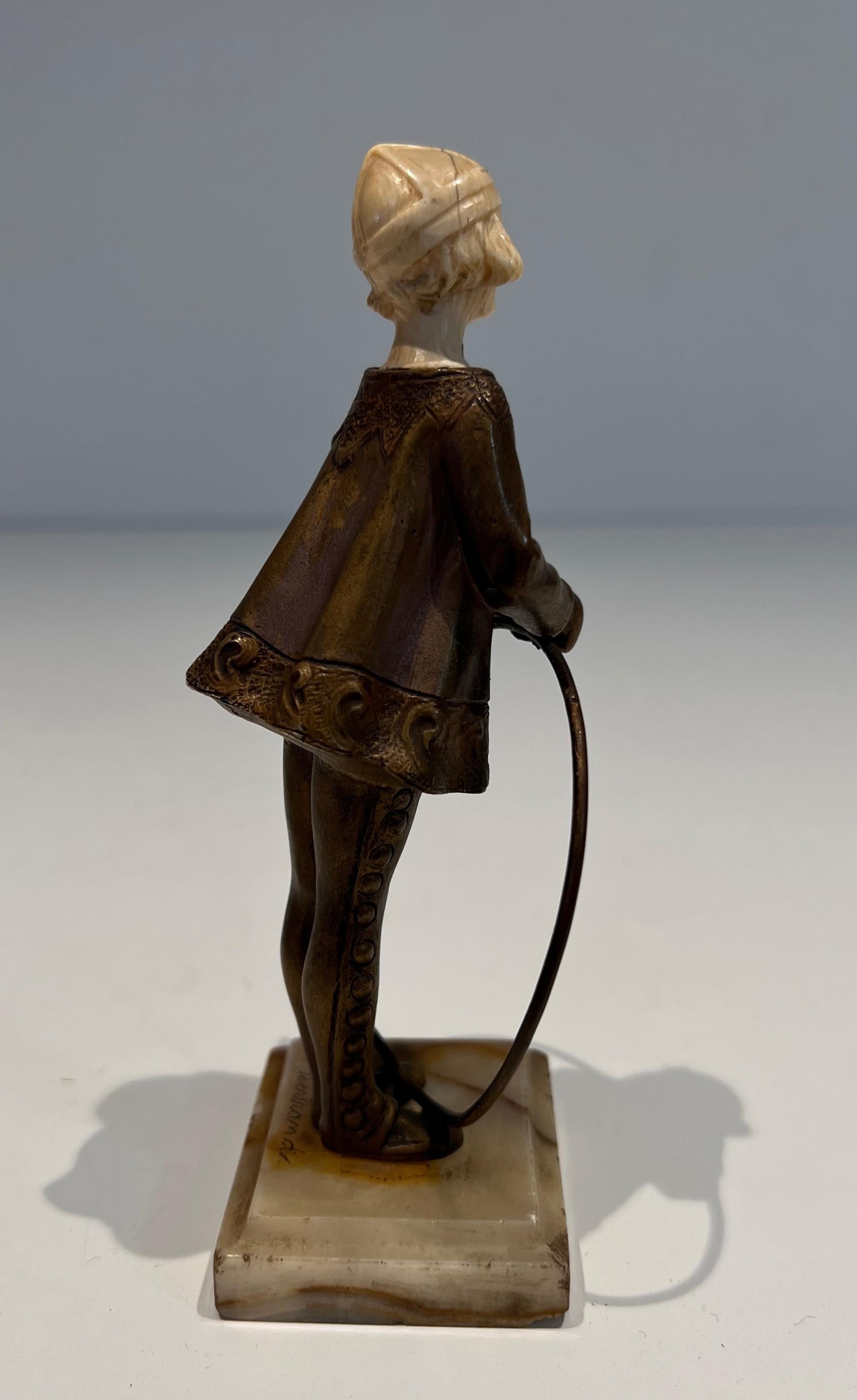 Chryselephantine Representing a Young Girl with a Hoop Signed Bertrand on For Sale 8