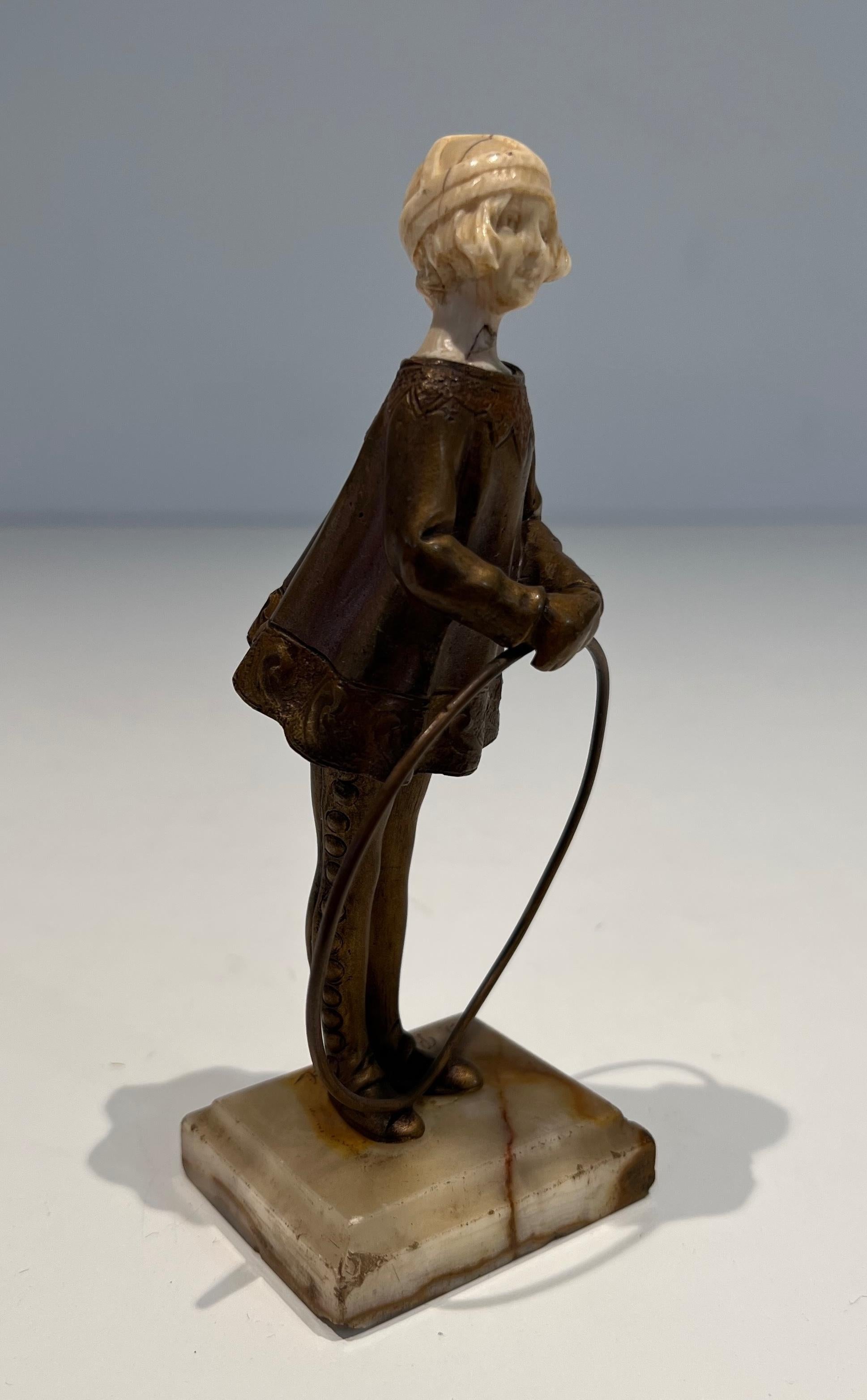 Chryselephantine Representing a Young Girl with a Hoop Signed Bertrand on For Sale 9