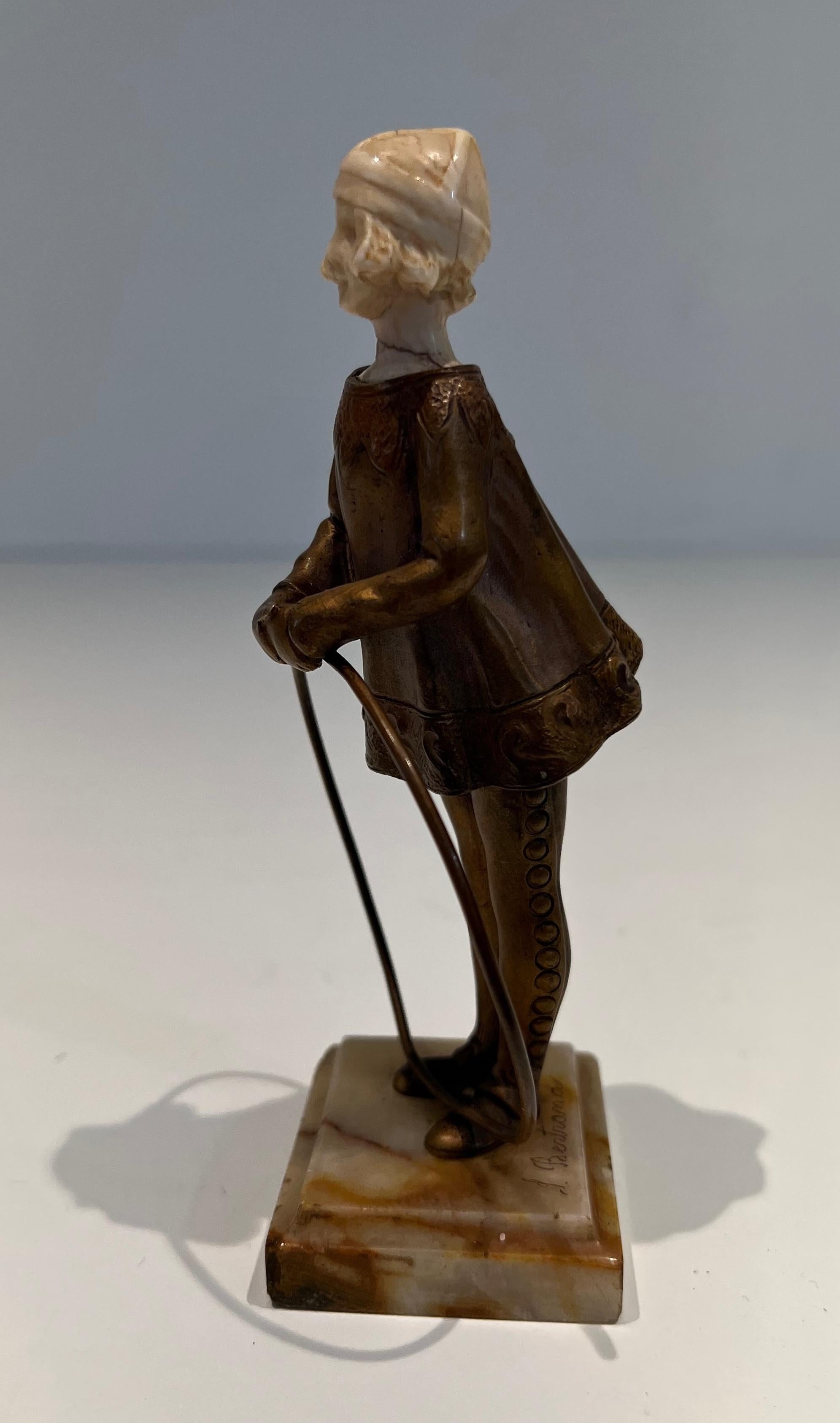 Chryselephantine Representing a Young Girl with a Hoop Signed Bertrand on For Sale 11