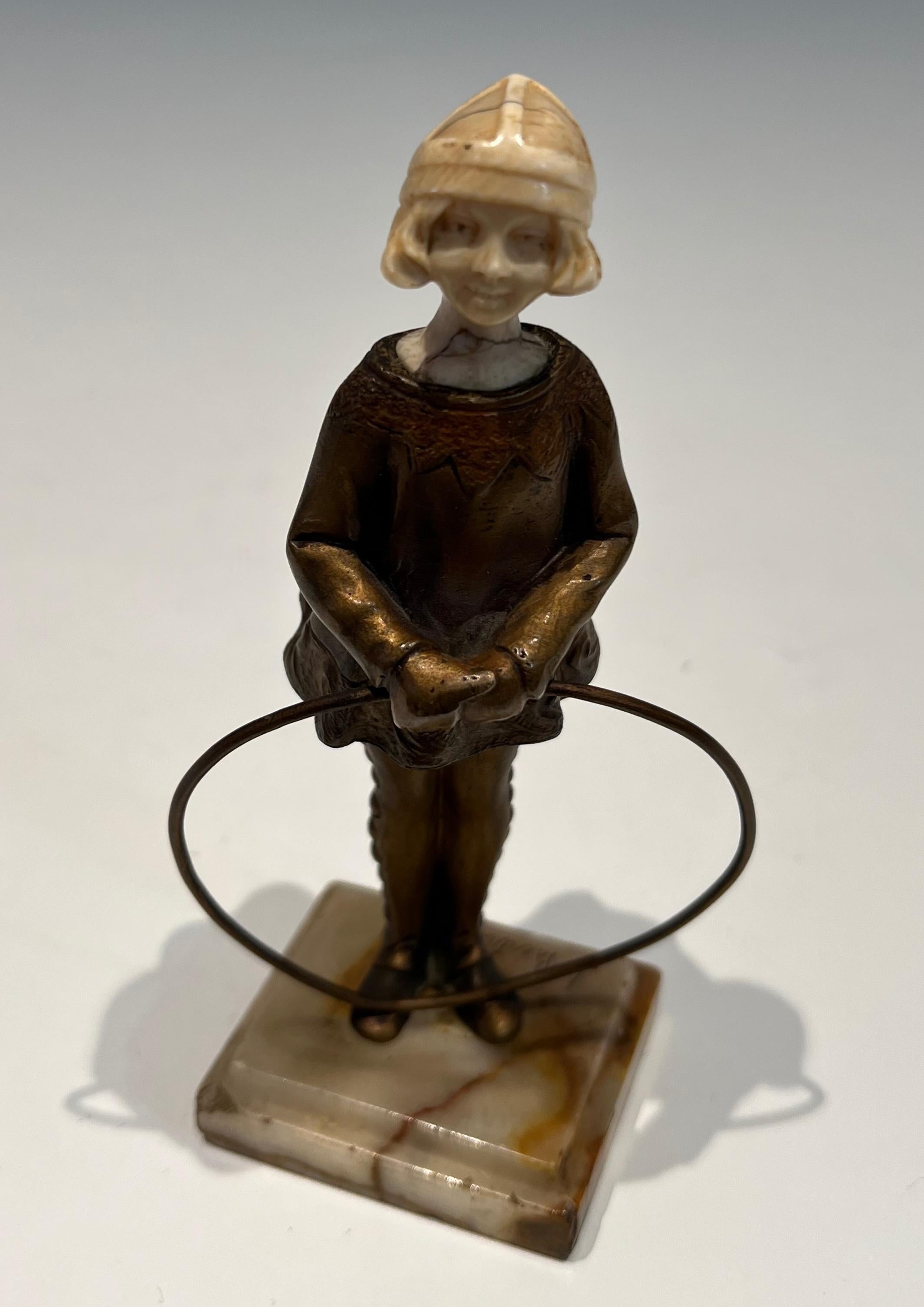 Chryselephantine Representing a Young Girl with a Hoop Signed Bertrand on For Sale 12